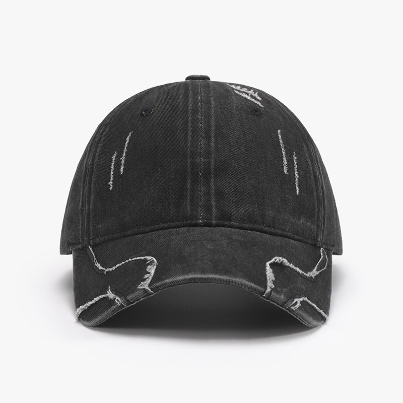 Blue Zone Planet | Raw Hem Adjustable Cap-HATS-[Adult]-[Female]-Black-One Size-2022 Online Blue Zone Planet