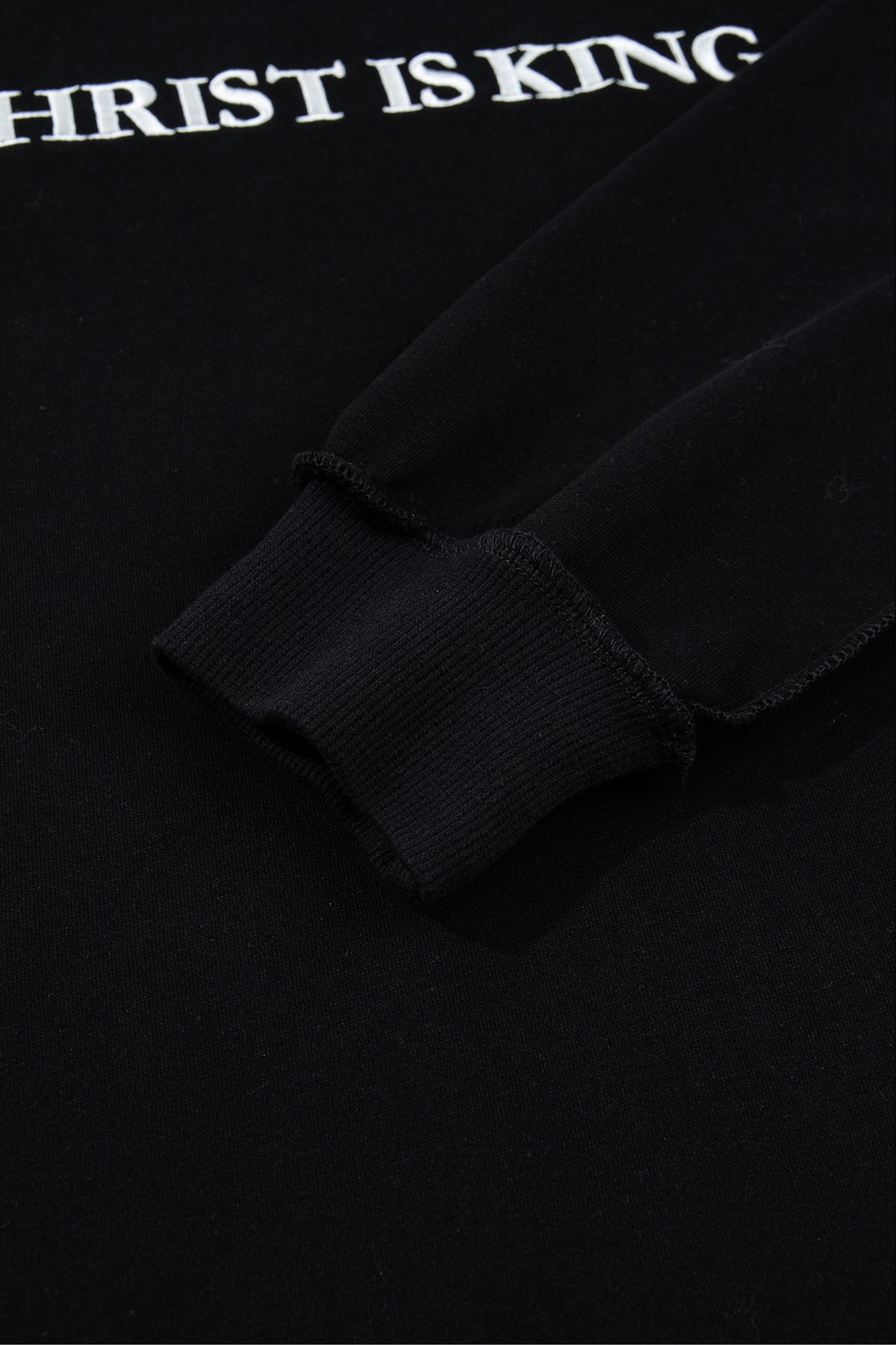 Black CHRIST IS KING Embroidery High Neck Baggy Sweatshirt-Tops / Dresses-[Adult]-[Female]-2022 Online Blue Zone Planet