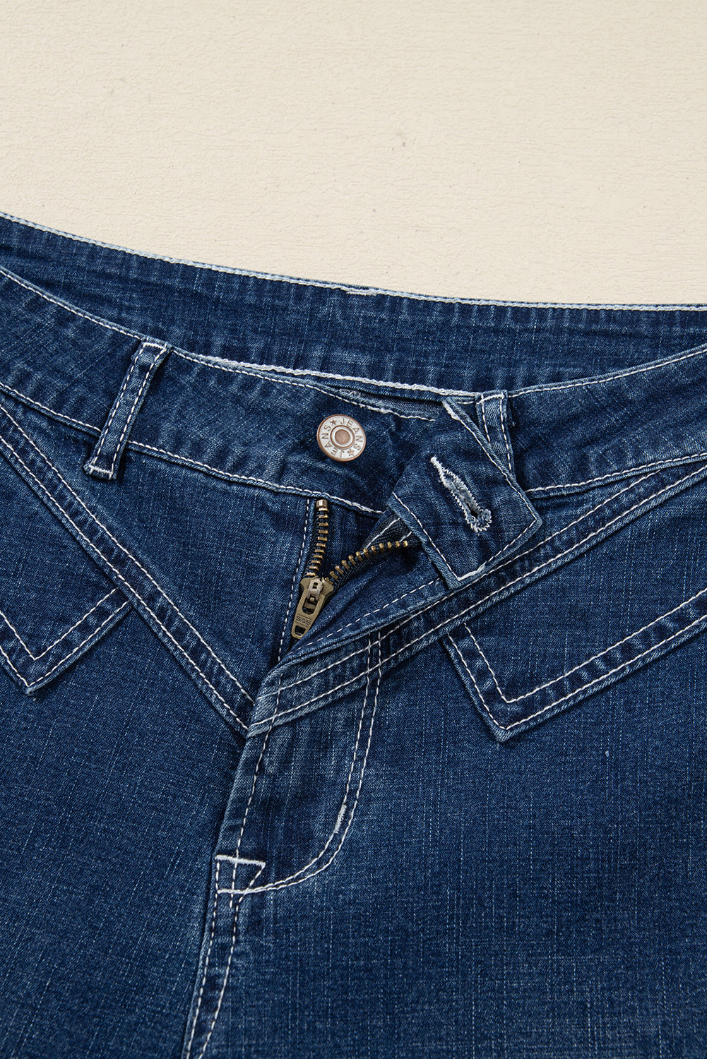Sail Blue Stitched Waist Detail Loose Cuffed Jeans-Bottoms/Jeans-[Adult]-[Female]-2022 Online Blue Zone Planet