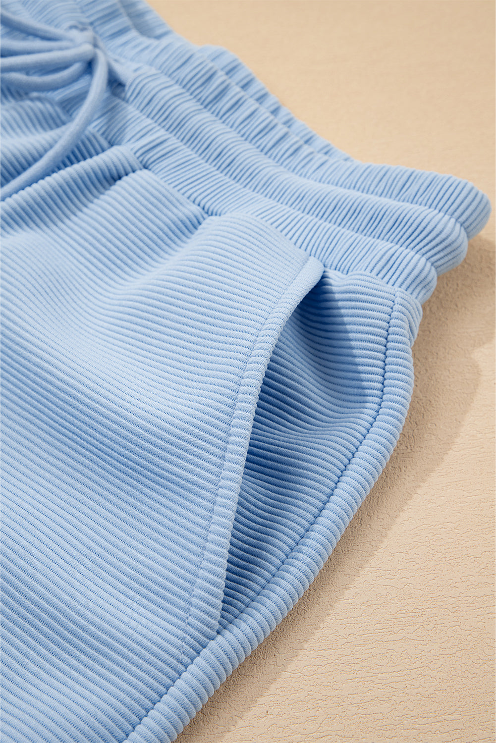Beau Blue Textured Ruffled Sleeve Zipped Top and Wide Leg Pants Set-Two Piece Sets/Pant Sets-[Adult]-[Female]-2022 Online Blue Zone Planet