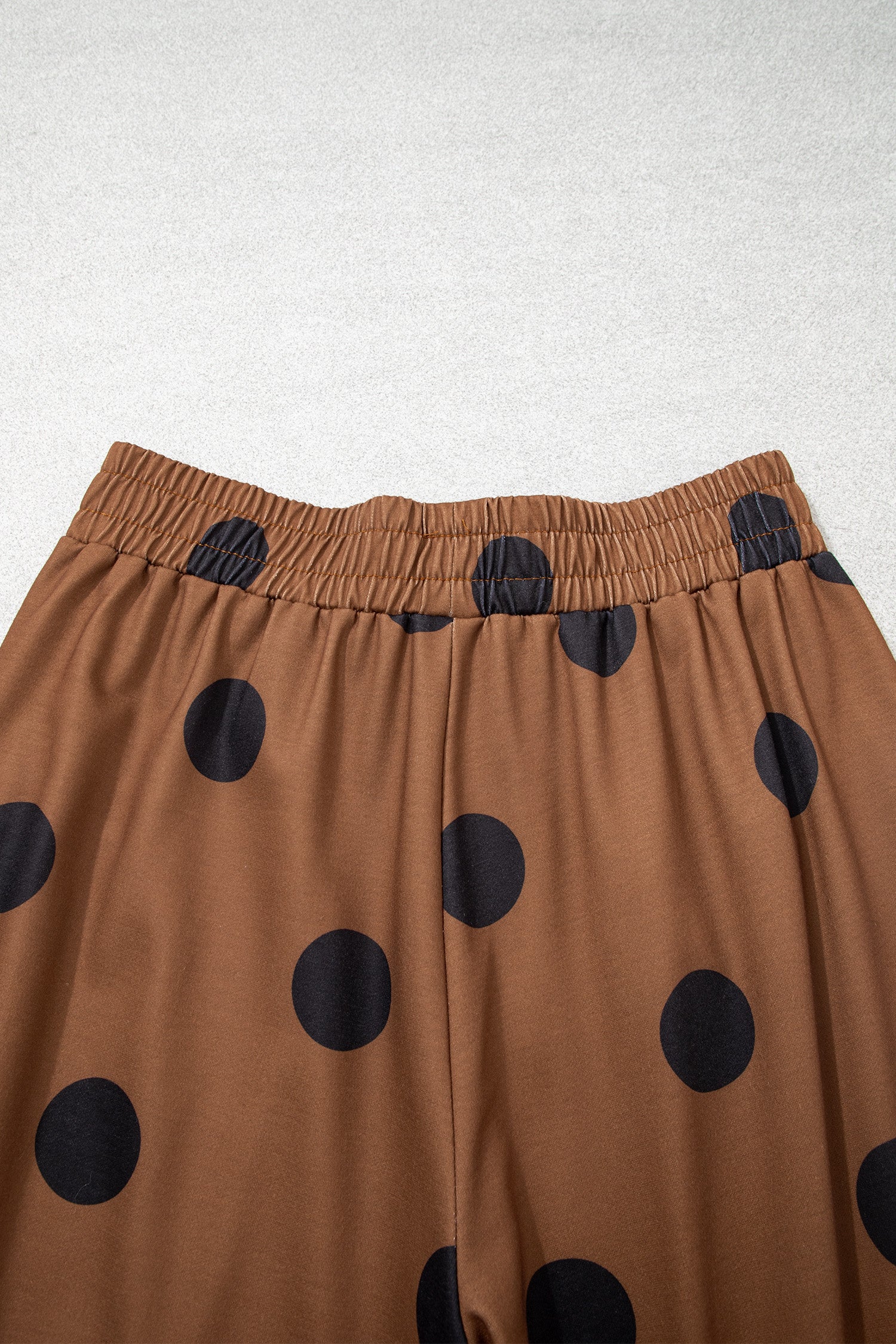 Brown Polka Dot Wide Leg Elastic Waist Casual Pants-Bottoms/Pants & Culotte-[Adult]-[Female]-2022 Online Blue Zone Planet
