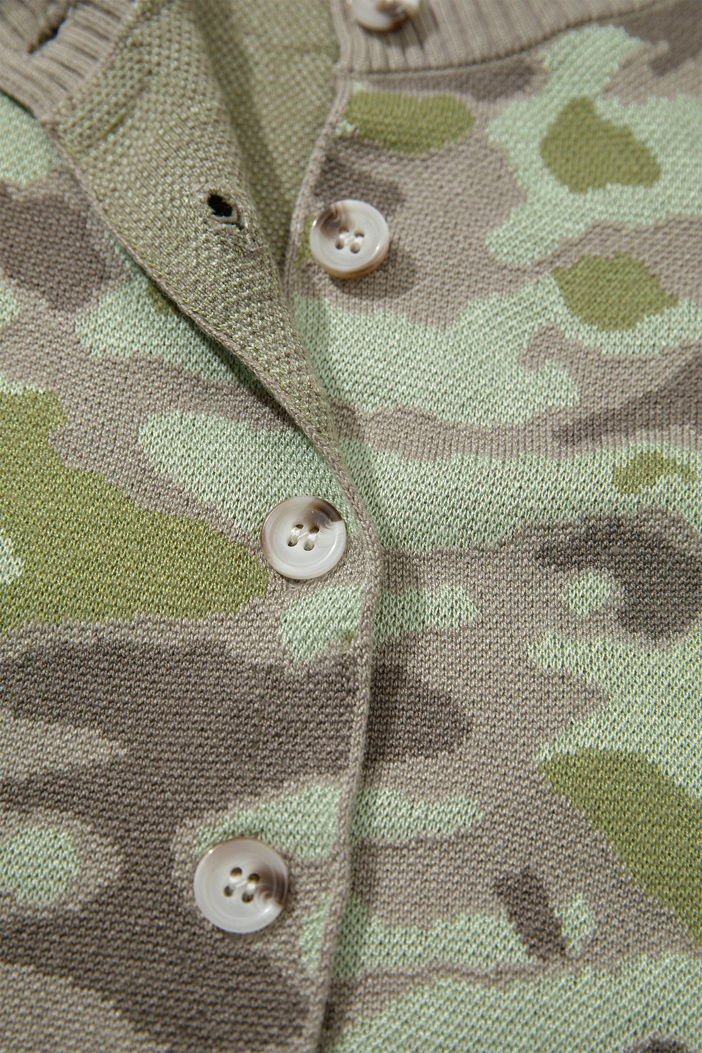 Green Camo Print Button Front Loose Sweater Vest-TOPS / DRESSES-[Adult]-[Female]-2022 Online Blue Zone Planet