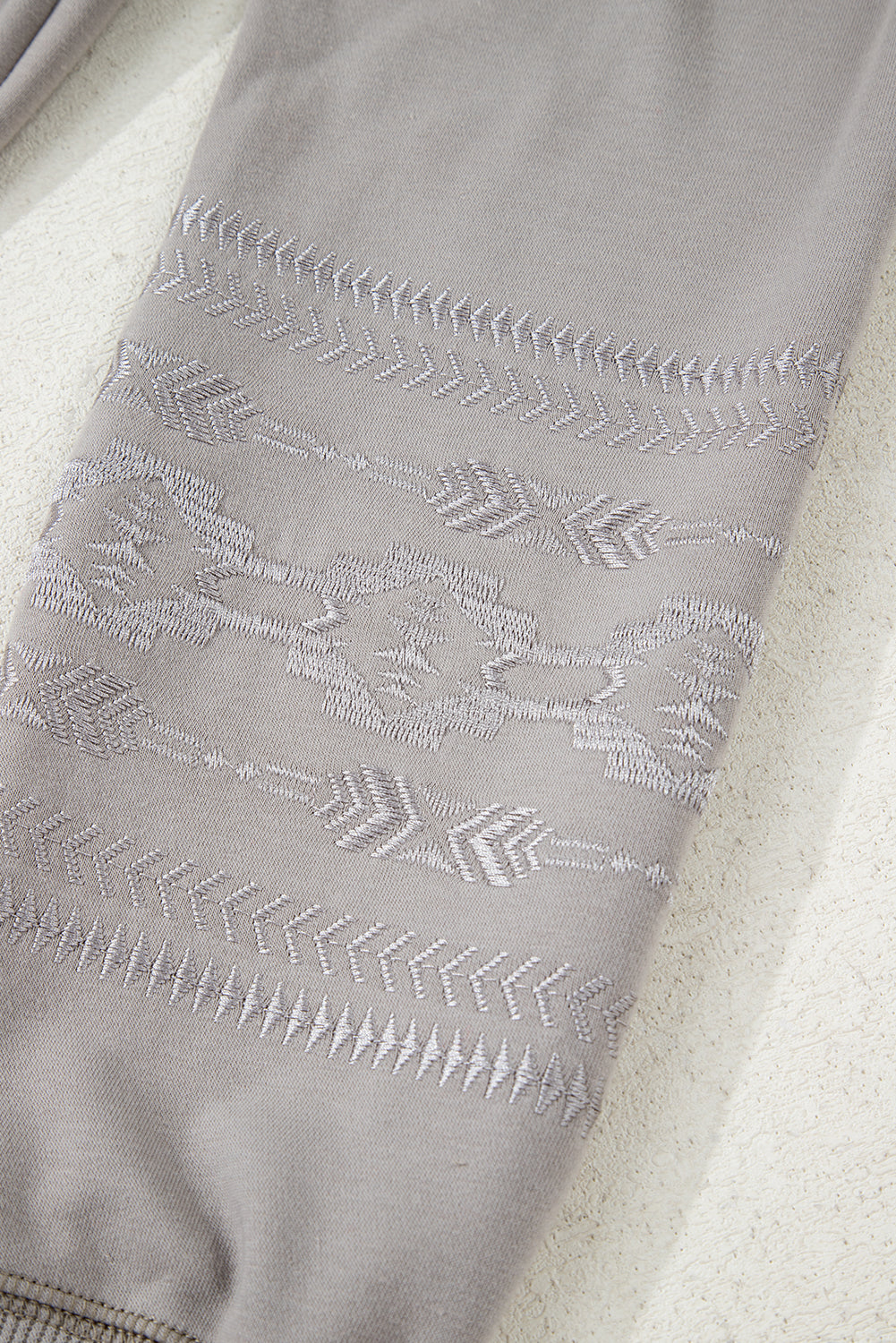 Parchment Aztec Embroidered Western V Neck Sweatshirt-Tops/Sweatshirts & Hoodies-[Adult]-[Female]-2022 Online Blue Zone Planet