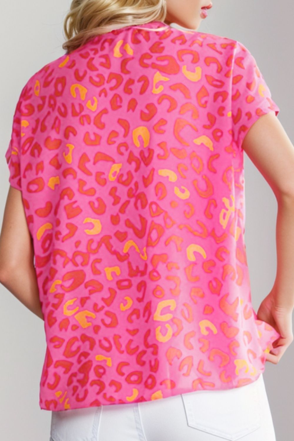 Printed V-Neck Cap Sleeve Blouse-TOPS / DRESSES-[Adult]-[Female]-2022 Online Blue Zone Planet