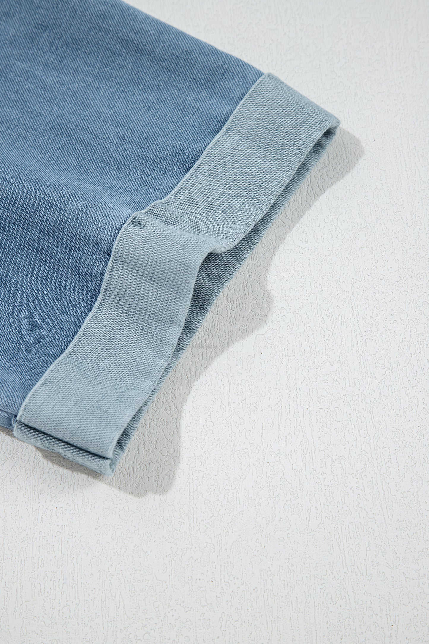 Beige Denim Color Block Patchwork Round Neck Tee-Tops/Tops & Tees-[Adult]-[Female]-2022 Online Blue Zone Planet