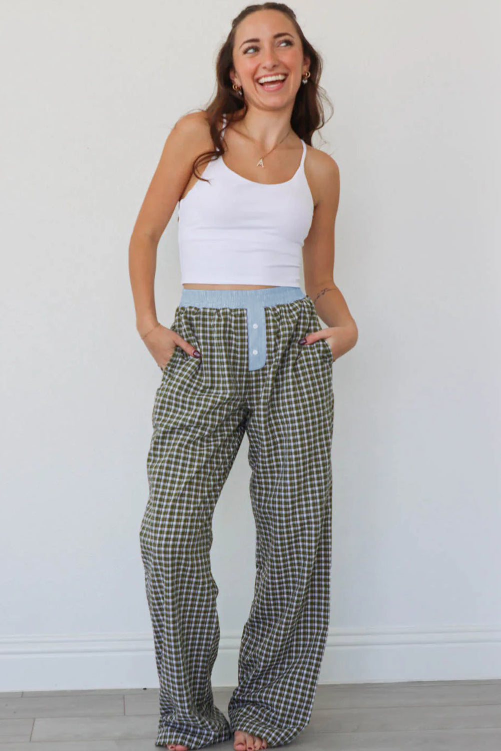 Brown Preppy Gingham Boxer Pants-Bottoms/Pants & Culotte-[Adult]-[Female]-2022 Online Blue Zone Planet