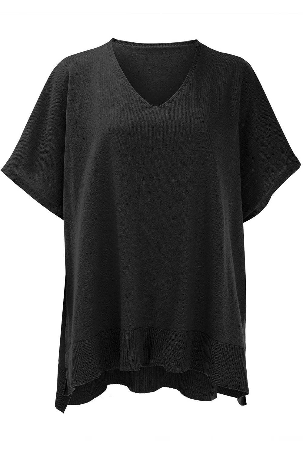 Slit V-Neck Half Sleeve Knit Top-TOPS / DRESSES-[Adult]-[Female]-2022 Online Blue Zone Planet