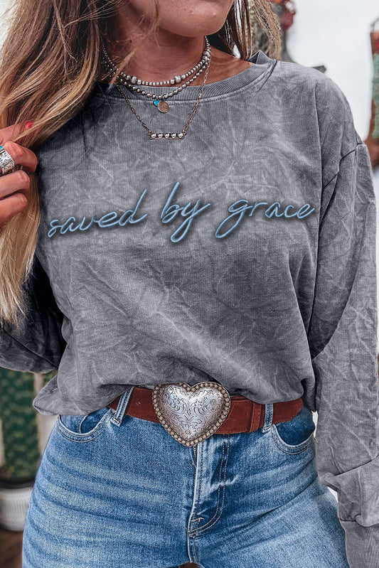 High-Rise Saved By Grace Letter Embroidery Mineral Wash Loose Sweatshirt-Tops/Sweatshirts & Hoodies-[Adult]-[Female]-High-rise-S-2022 Online Blue Zone Planet
