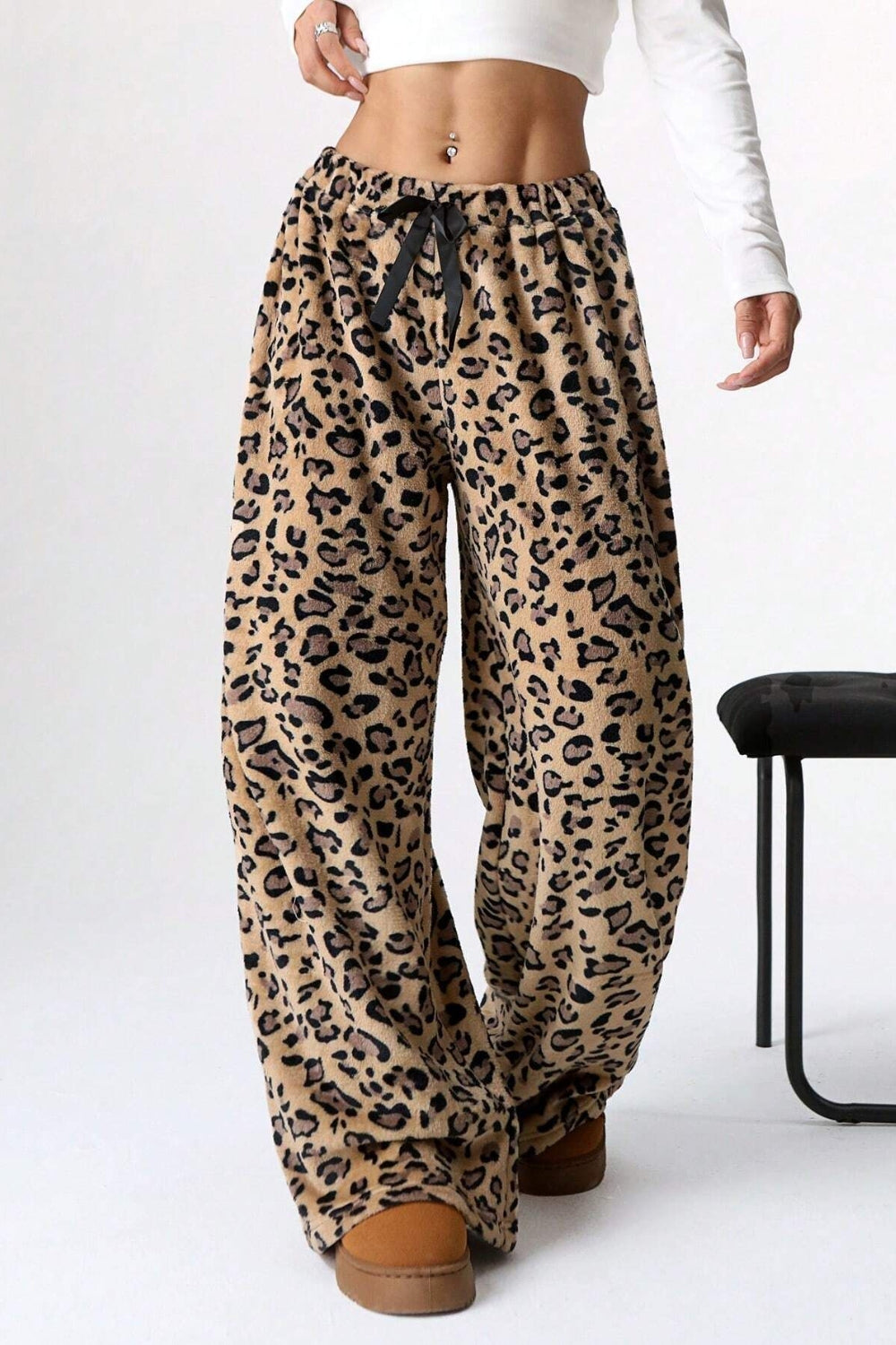 Leopard Wide Leg Pants-BOTTOMS-[Adult]-[Female]-Leopard-S-2022 Online Blue Zone Planet