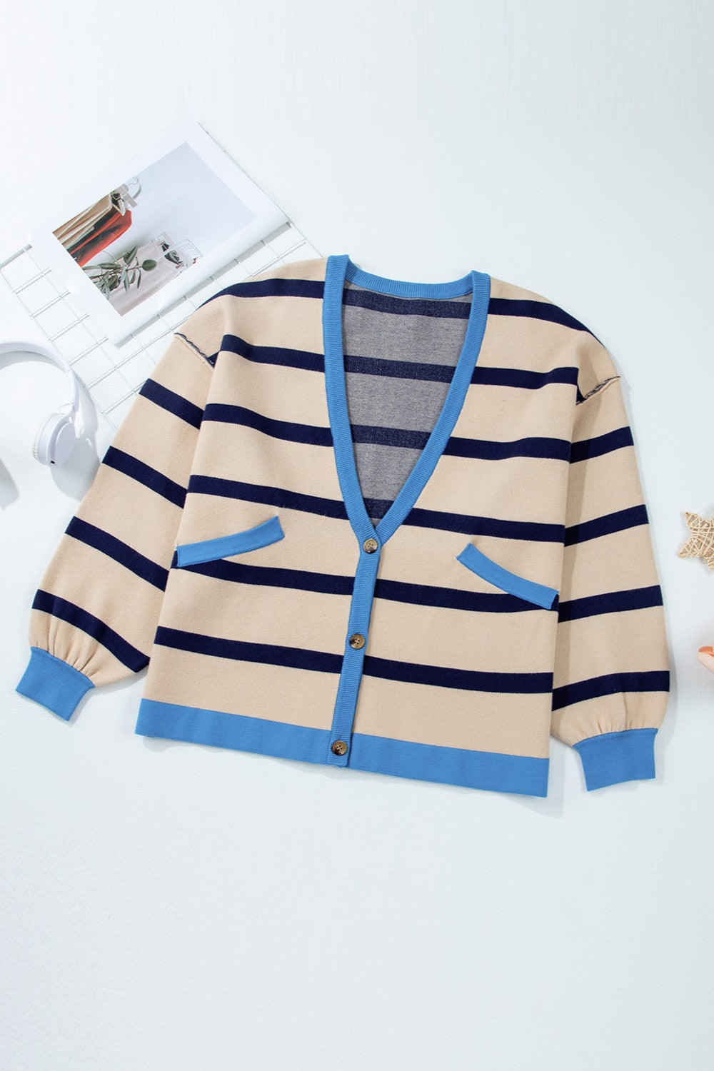 Blue Zone Planet | Striped Button Up Long Sleeve Cardigan-TOPS / DRESSES-[Adult]-[Female]-2022 Online Blue Zone Planet