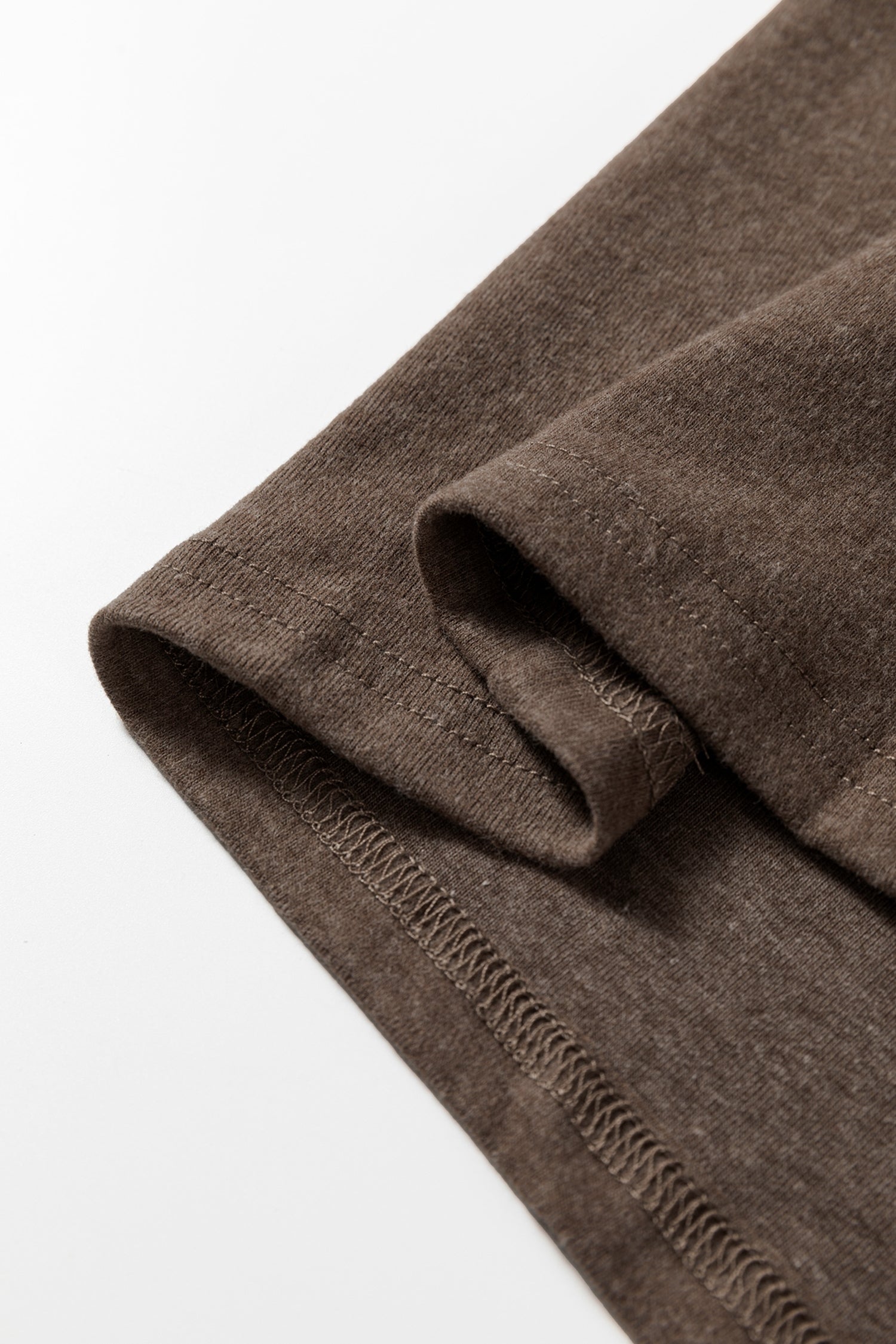 Chicory Coffee Solid Exposed Seam Crew Neck Long Sleeve Top-Tops/Long Sleeve Tops-[Adult]-[Female]-2022 Online Blue Zone Planet