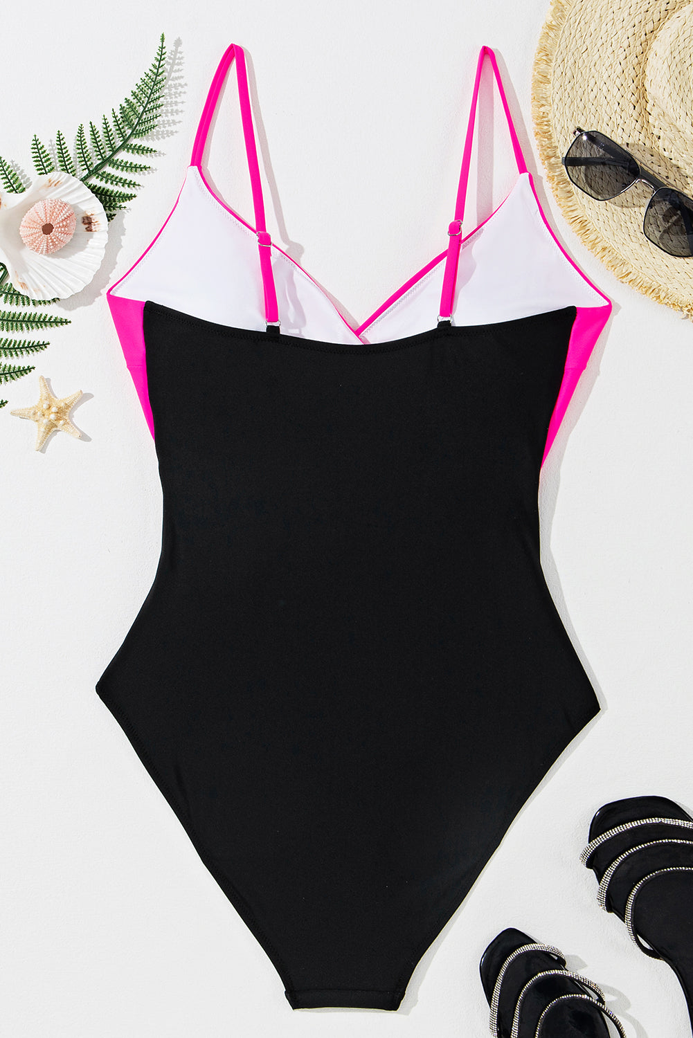 Rose Red Crossover Colorblock Cutout One Piece Swimsuit Blue Zone Planet