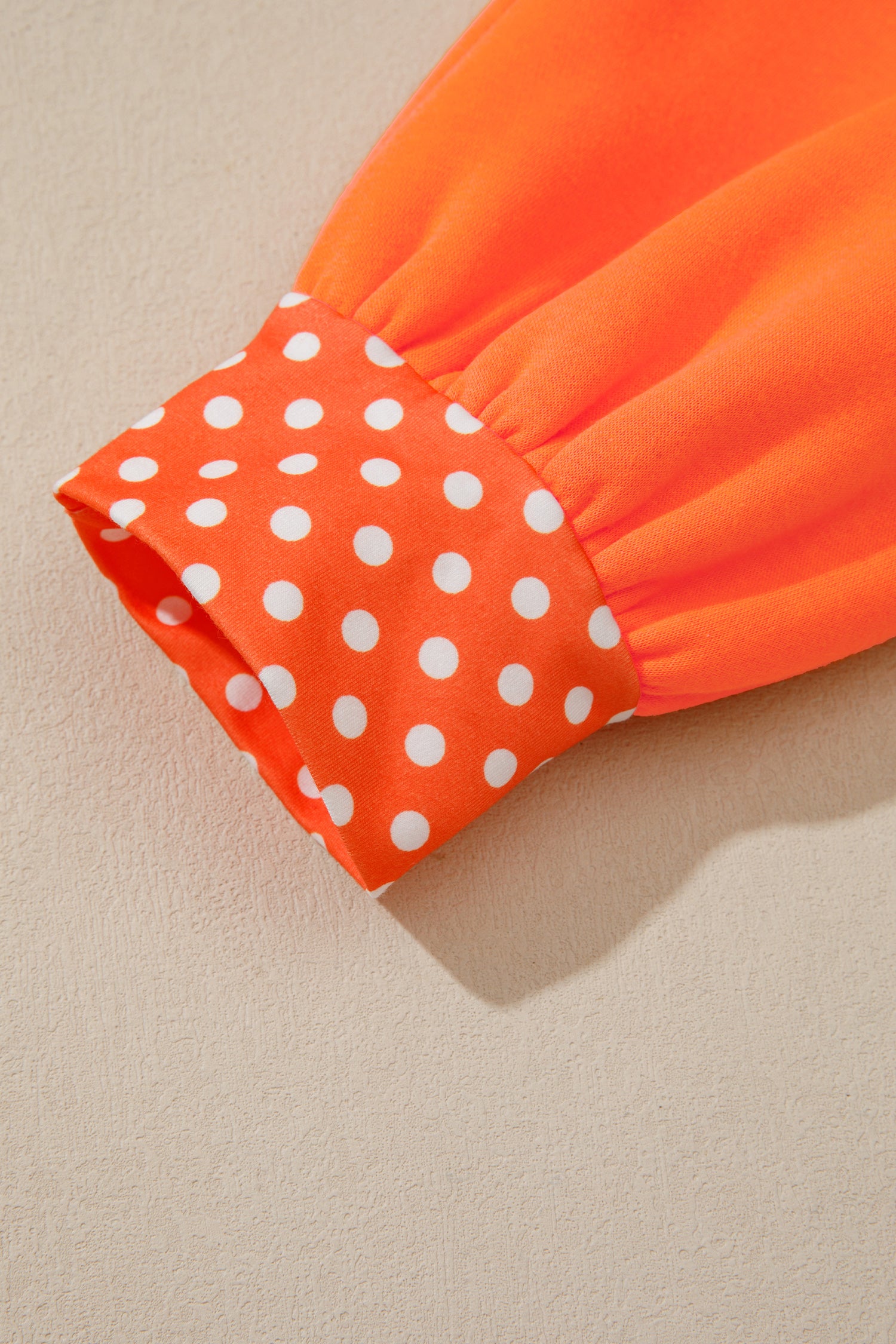 Orange Polka Dot Patchwork Round Neck Plus Size Sweatshirt-Plus Size/Plus Size Sweatshirts & Hoodies-[Adult]-[Female]-2022 Online Blue Zone Planet