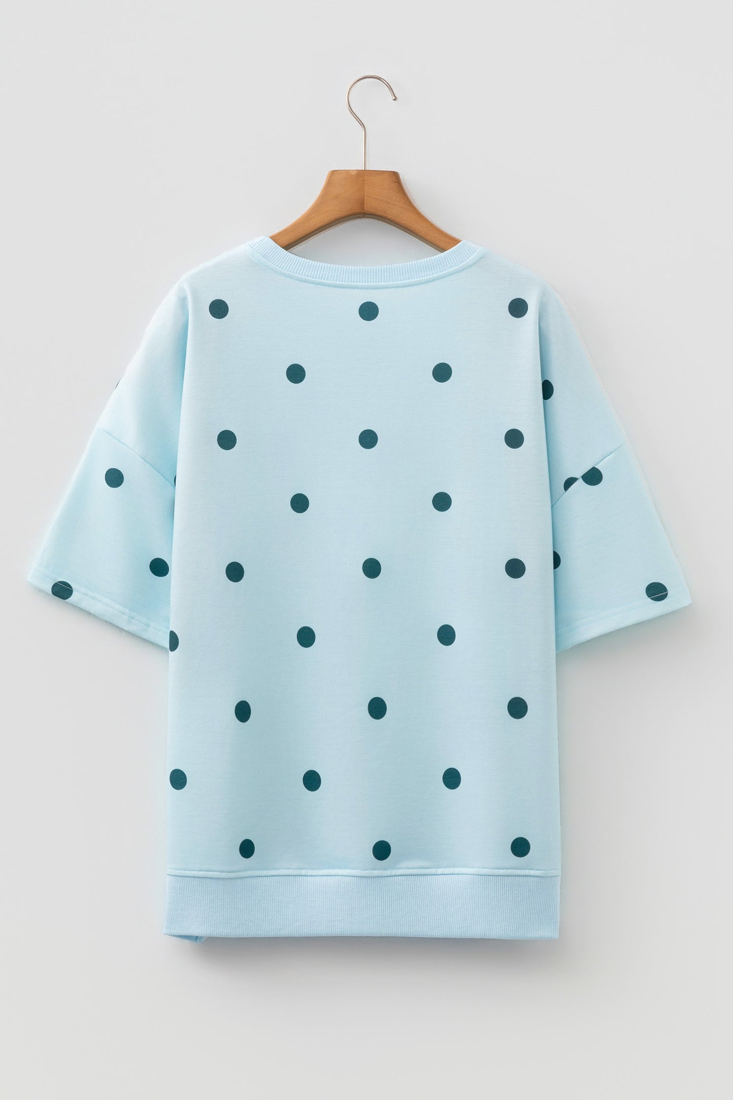 Yellow Polka Dot Print Crossed Seam Detail Oversize Tee-Tops/Tops & Tees-[Adult]-[Female]-2022 Online Blue Zone Planet