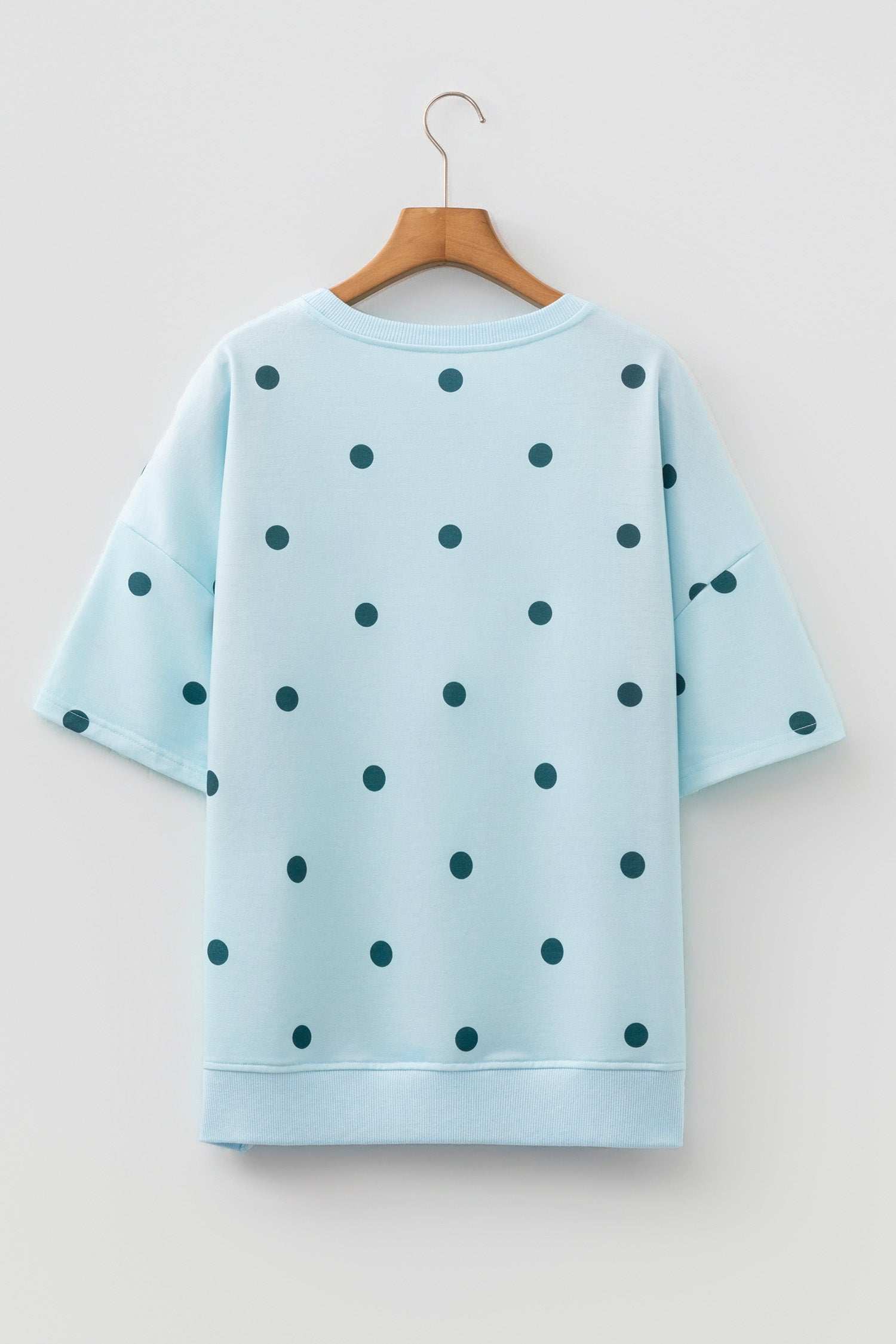 Yellow Polka Dot Print Crossed Seam Detail Oversize Tee-Tops/Tops & Tees-[Adult]-[Female]-2022 Online Blue Zone Planet