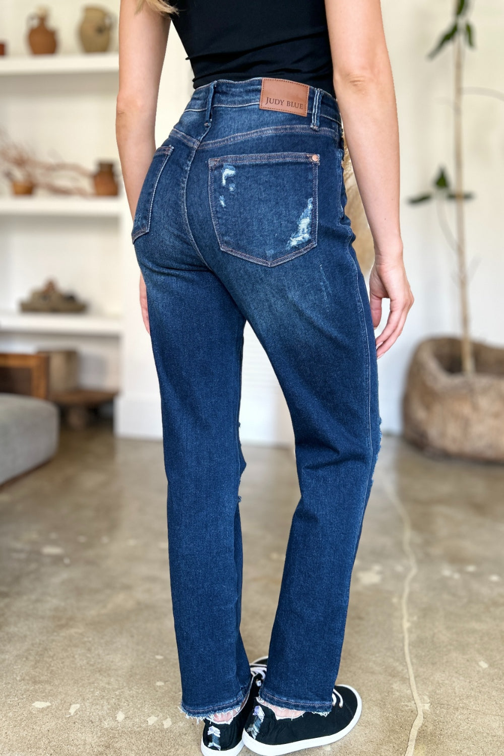 Blue Zone Planet | Judy Blue Full Size High Waist Rigid Magic Heavy Destroy Straight Jeans-TOPS / DRESSES-[Adult]-[Female]-2022 Online Blue Zone Planet