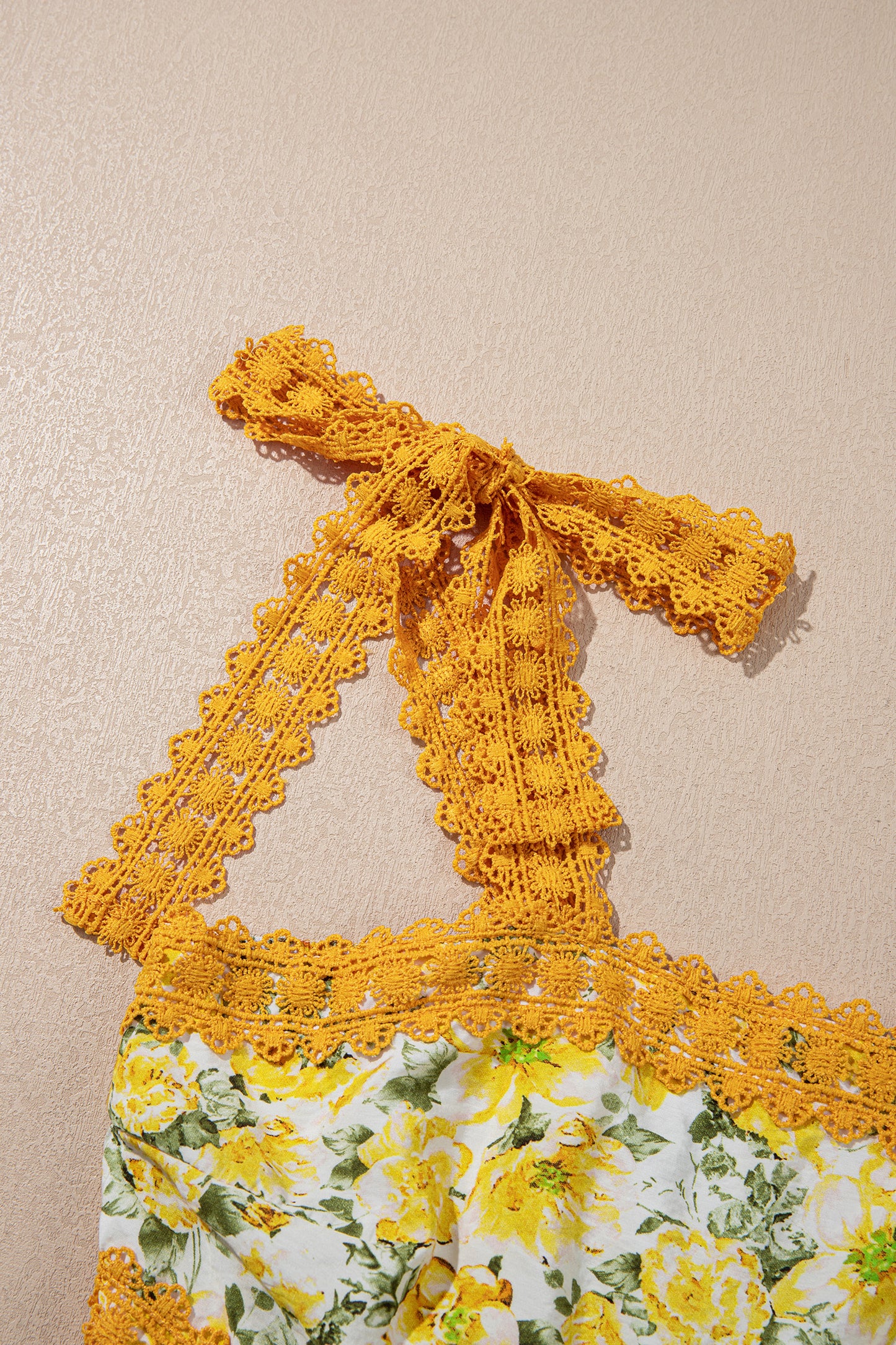 Banana Cream Floral Lace Tied Strap Empire Waist Maxi Dress-TOPS / DRESSES-[Adult]-[Female]-2022 Online Blue Zone Planet