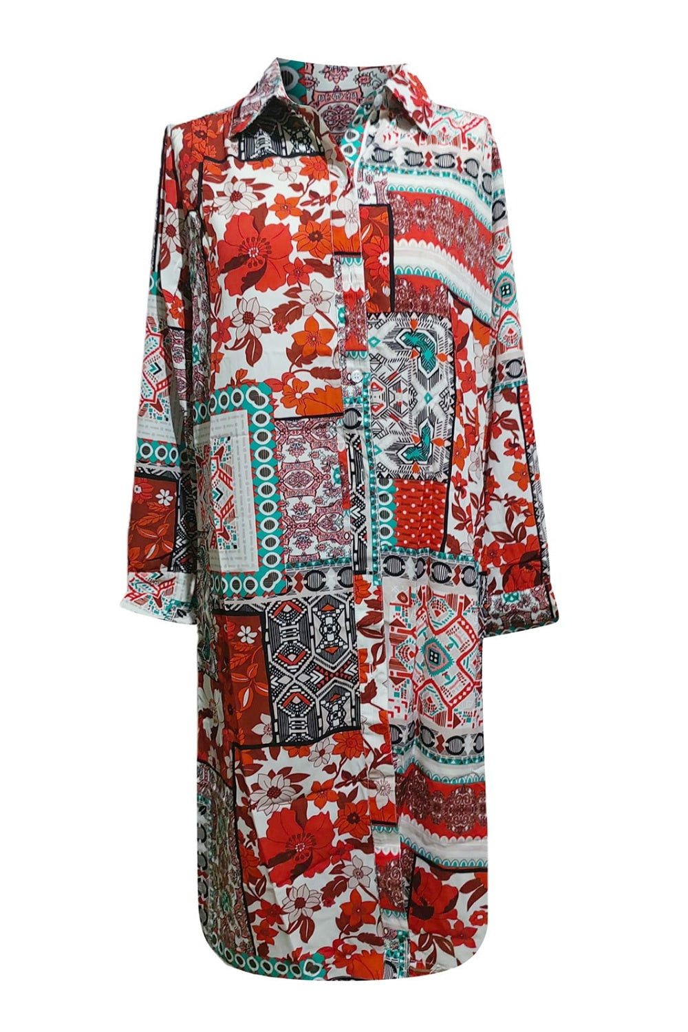 Printed Button Up Long Sleeve Cardigan-TOPS / DRESSES-[Adult]-[Female]-2022 Online Blue Zone Planet