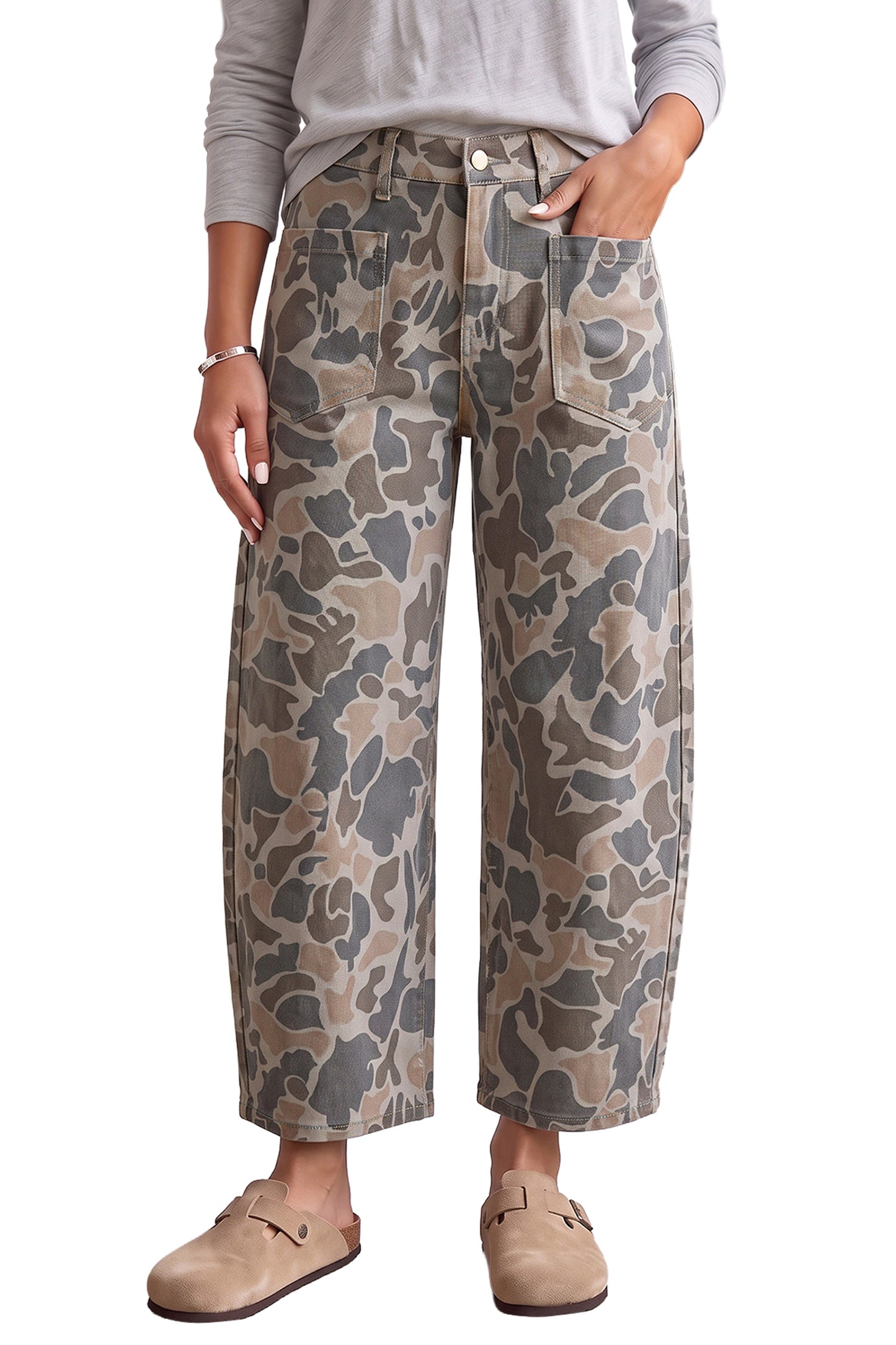 Multicolour Camouflage Shift Ankle Length Jeans-Bottoms/Jeans-[Adult]-[Female]-2022 Online Blue Zone Planet