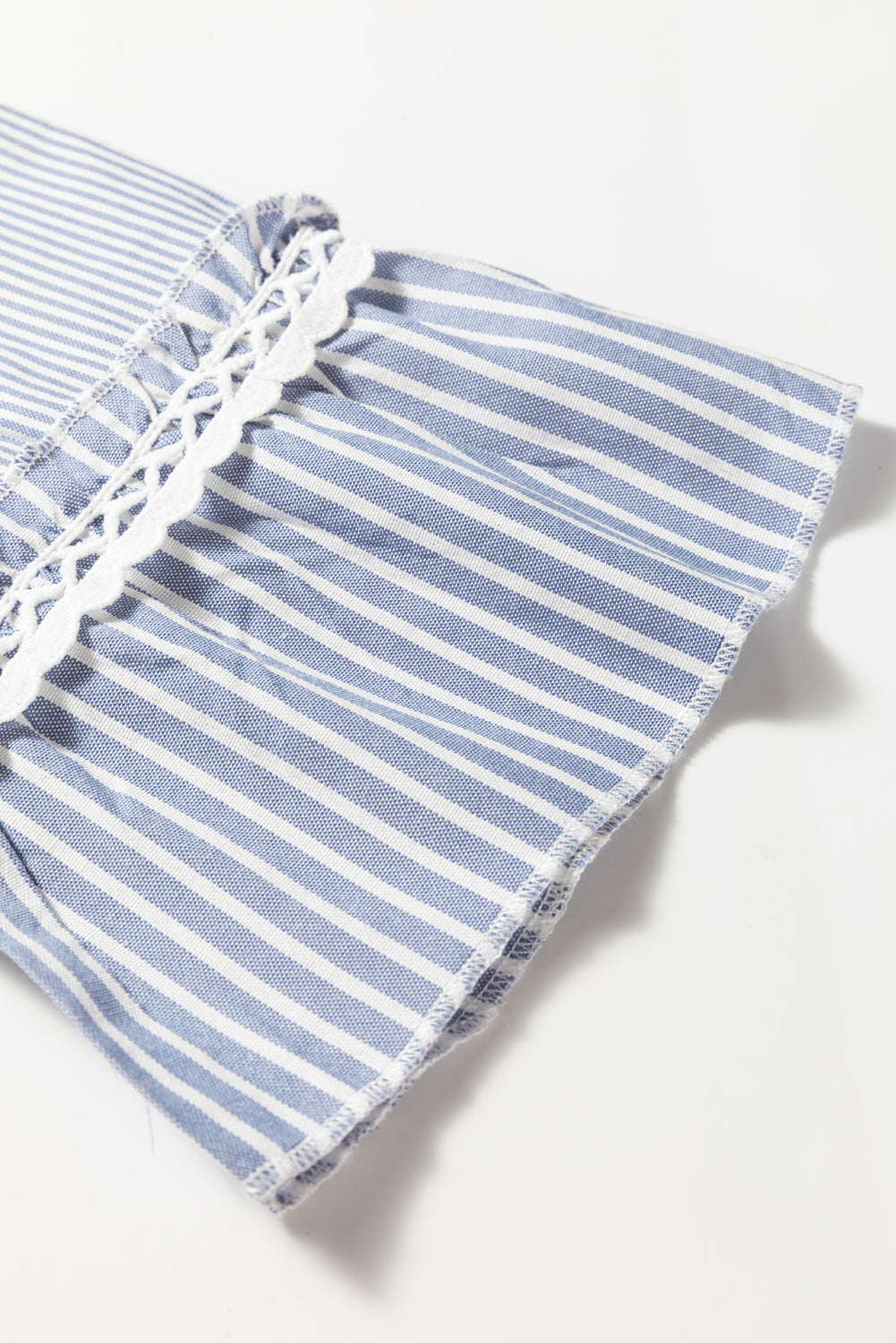 Sky Blue Stripe Patchwork Crossed Lace Detail Bracelet Sleeve Maxi Dress-TOPS / DRESSES-[Adult]-[Female]-2022 Online Blue Zone Planet
