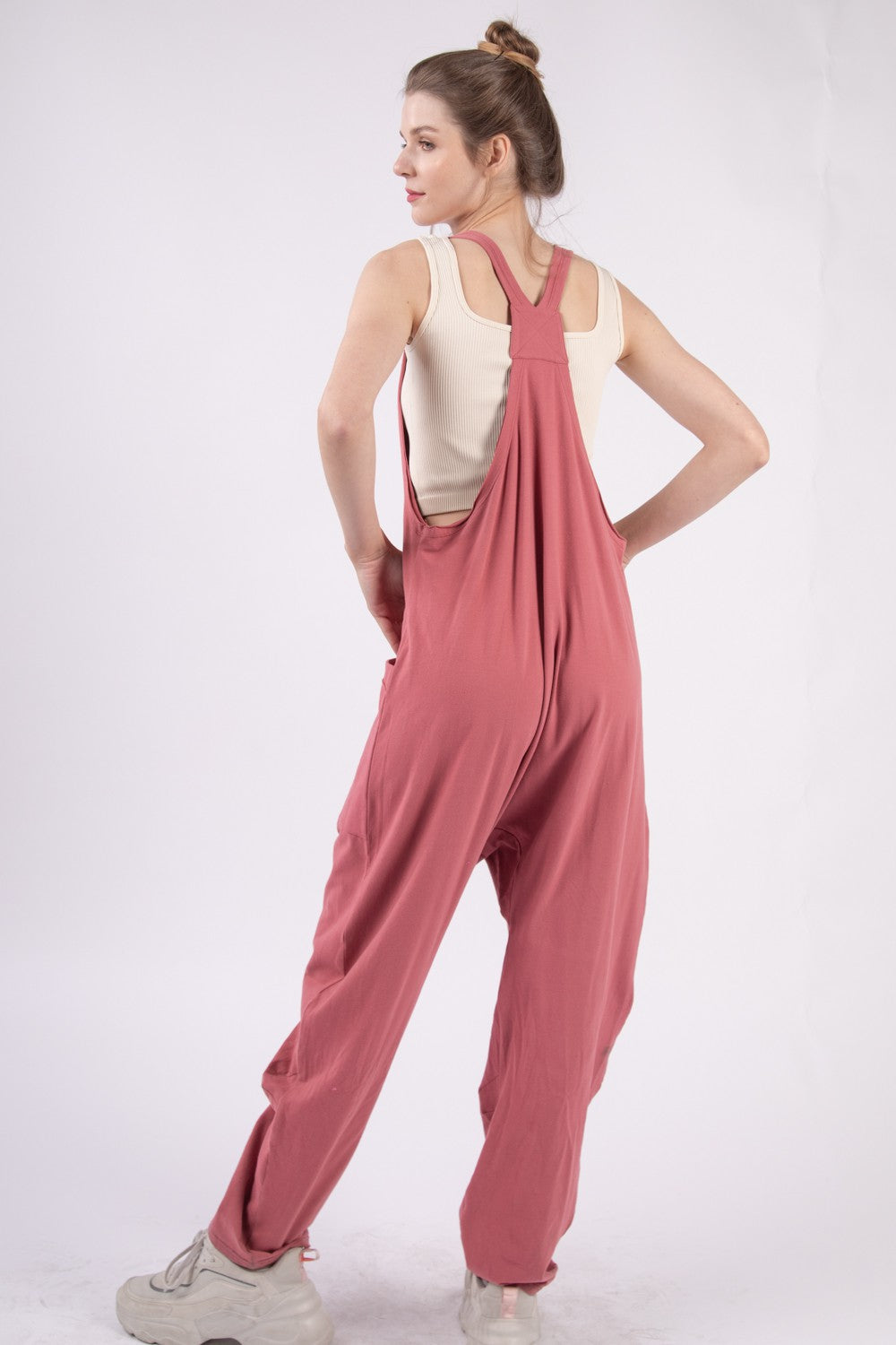 Blue Zone Planet | VERY J Plunge Sleeveless Jumpsuit with Pockets-TOPS / DRESSES-[Adult]-[Female]-2022 Online Blue Zone Planet