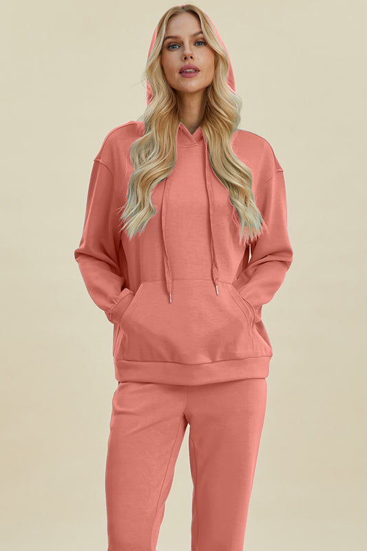 Basic Bae Full Size Air Scuba Drawstring Long Sleeve Hoodie with Kangaroo Pocket-HOODIES-[Adult]-[Female]-Coral-S-2022 Online Blue Zone Planet