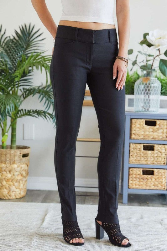 ADORA Mid Rise Skinny Pants-BOTTOM SIZES SMALL MEDIUM LARGE-[Adult]-[Female]-Black-S-2022 Online Blue Zone Planet