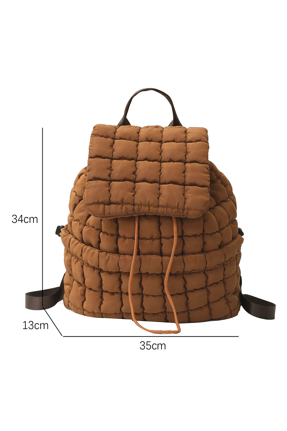 Coffee Solid Flapped Quilted Puffer Backpack-Backpacks-[Adult]-[Female]-2022 Online Blue Zone Planet