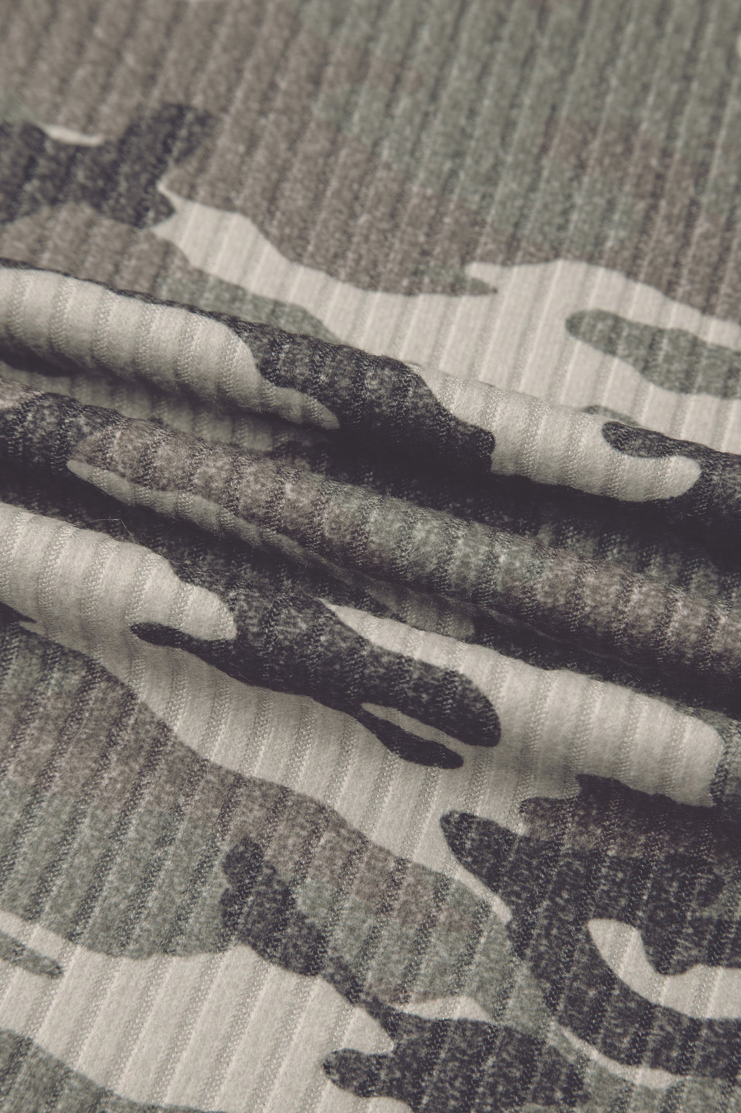 Green Camouflage Print Ribbed Knit Round Neck Tank Top-Tops/Tank Tops-[Adult]-[Female]-2022 Online Blue Zone Planet