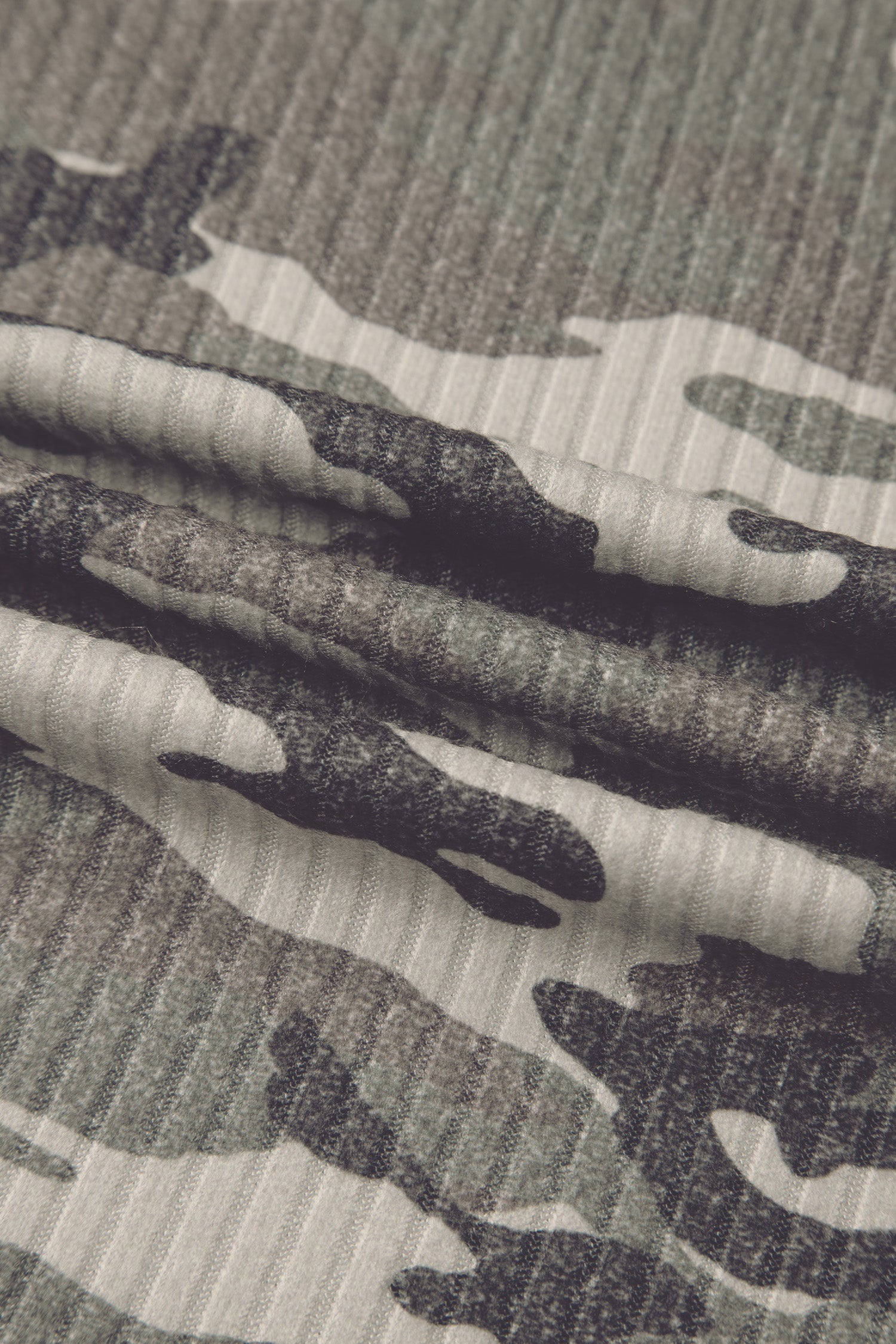 Green Camouflage Print Ribbed Knit Round Neck Tank Top-Tops/Tank Tops-[Adult]-[Female]-2022 Online Blue Zone Planet