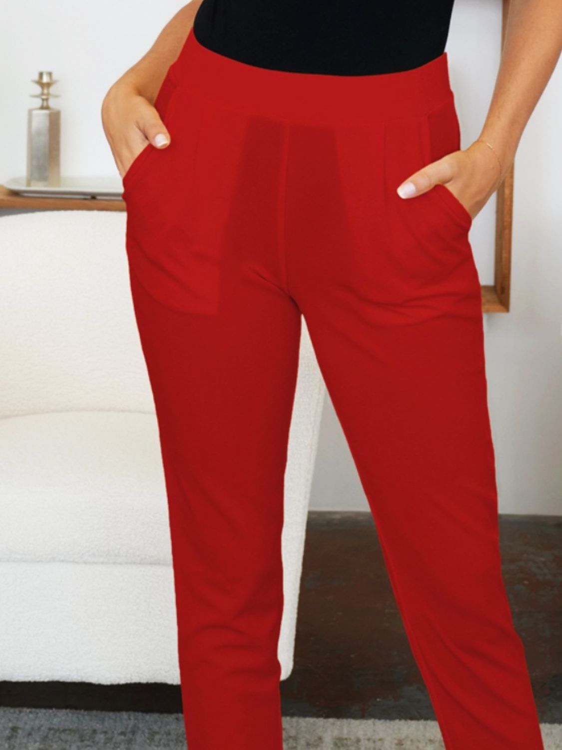 Pocketed High Waist Skinny Pants-BOTTOMS SIZES SMALL MEDIUM LARGE-[Adult]-[Female]-2022 Online Blue Zone Planet