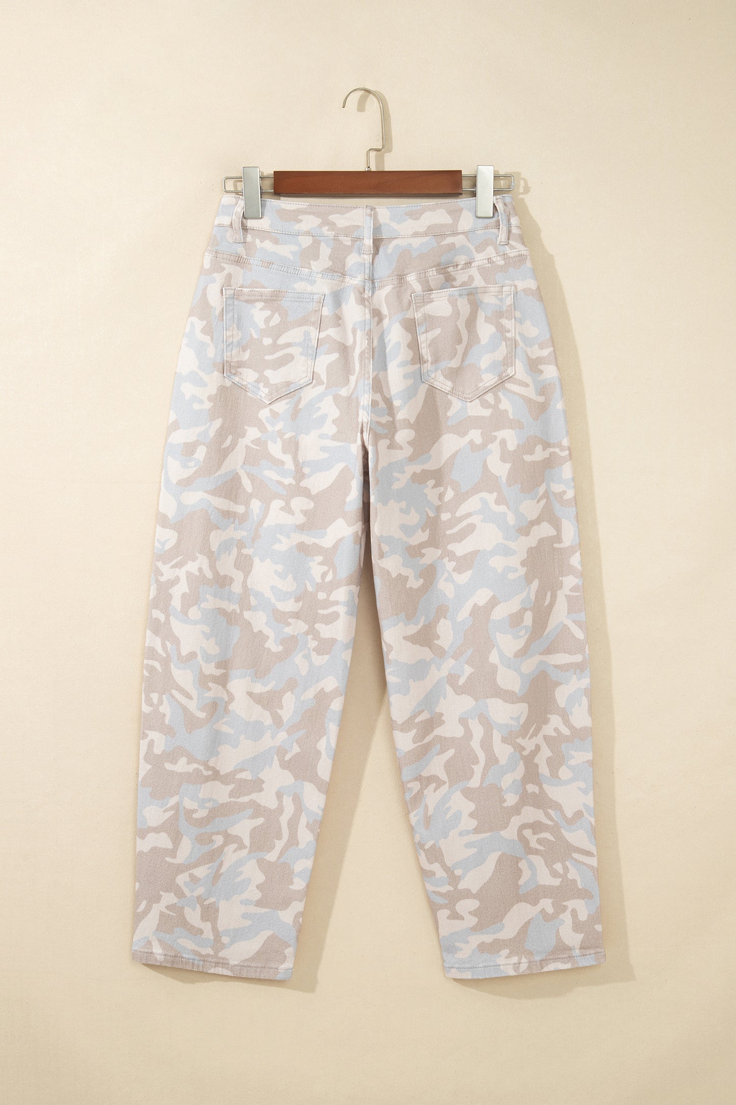 Khaki Camouflage Pattern Pocket Rivet Detail Ankle-Length Harem Fit Jeans-Bottoms/Jeans-[Adult]-[Female]-2022 Online Blue Zone Planet