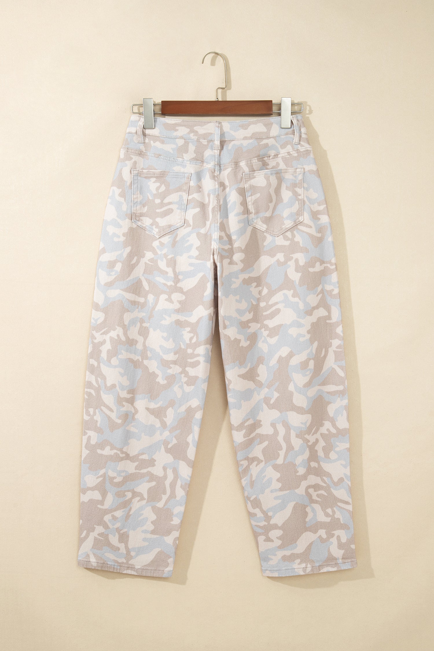 Khaki Camouflage Pattern Pocket Rivet Detail Ankle-Length Harem Fit Jeans-Bottoms/Jeans-[Adult]-[Female]-2022 Online Blue Zone Planet