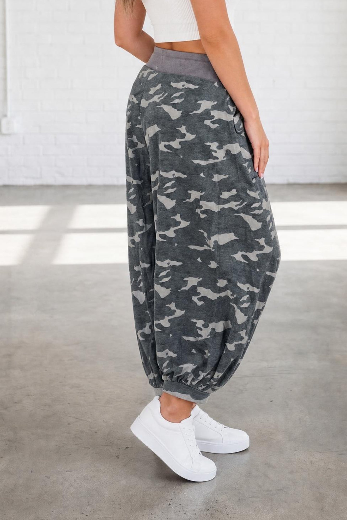 Multicolour Drawstring Contrast Waistband Camouflage Cargo Barrel Pants-Bottoms/Pants & Culotte-[Adult]-[Female]-2022 Online Blue Zone Planet