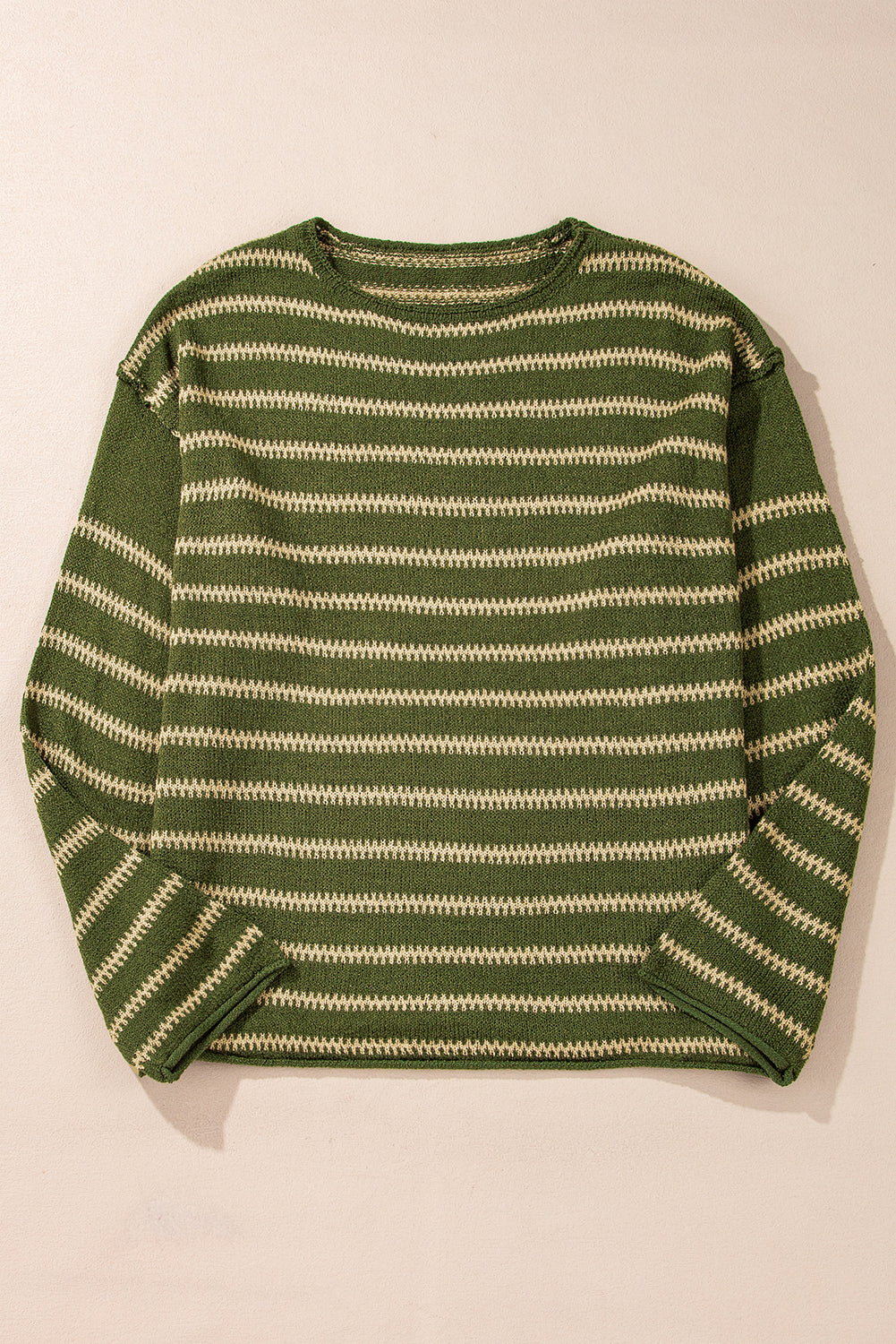 Blue Zone Planet | Green Stripe Drop Shoulder Sweater-TOPS / DRESSES-[Adult]-[Female]-2022 Online Blue Zone Planet