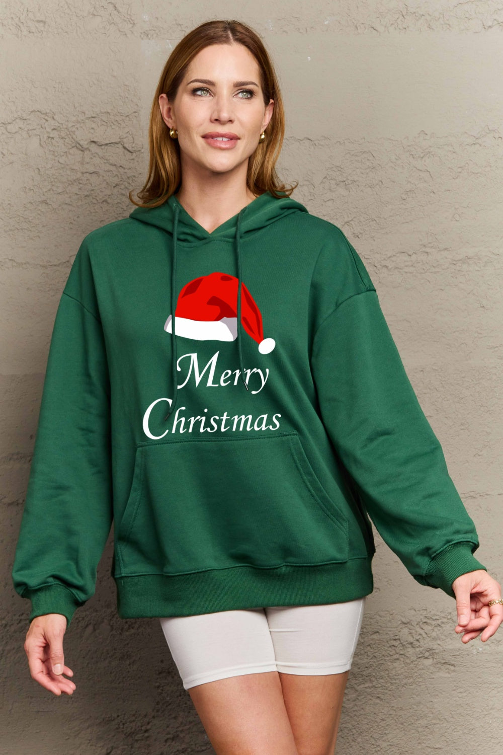 Simply Love Full Size MERRY CHRISTMAS Graphic Hoodie-HOODIES-[Adult]-[Female]-2022 Online Blue Zone Planet