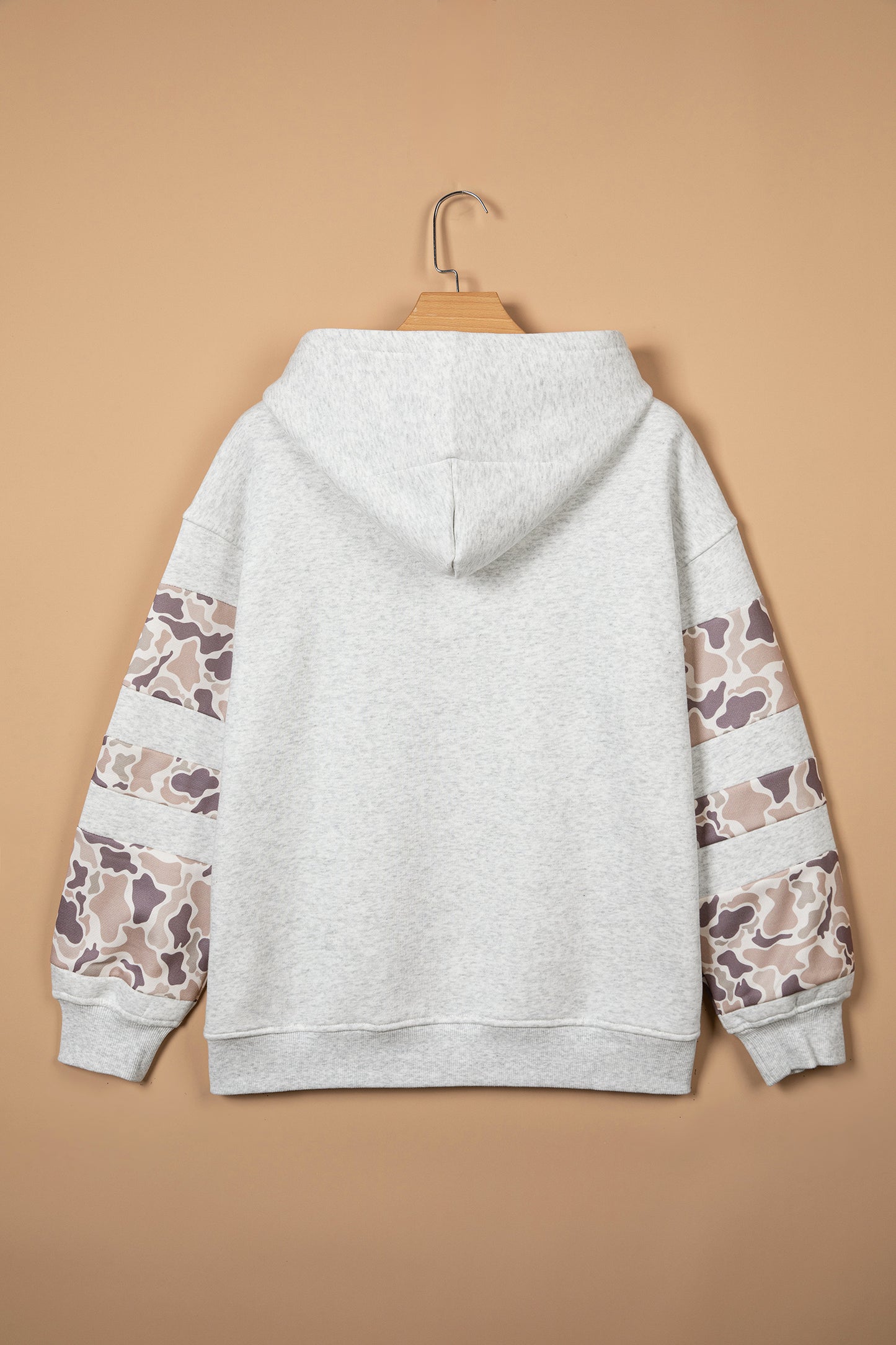 Light Grey Patchwork Camo Long Sleeve Hoodie-Tops / Dresses-[Adult]-[Female]-2022 Online Blue Zone Planet