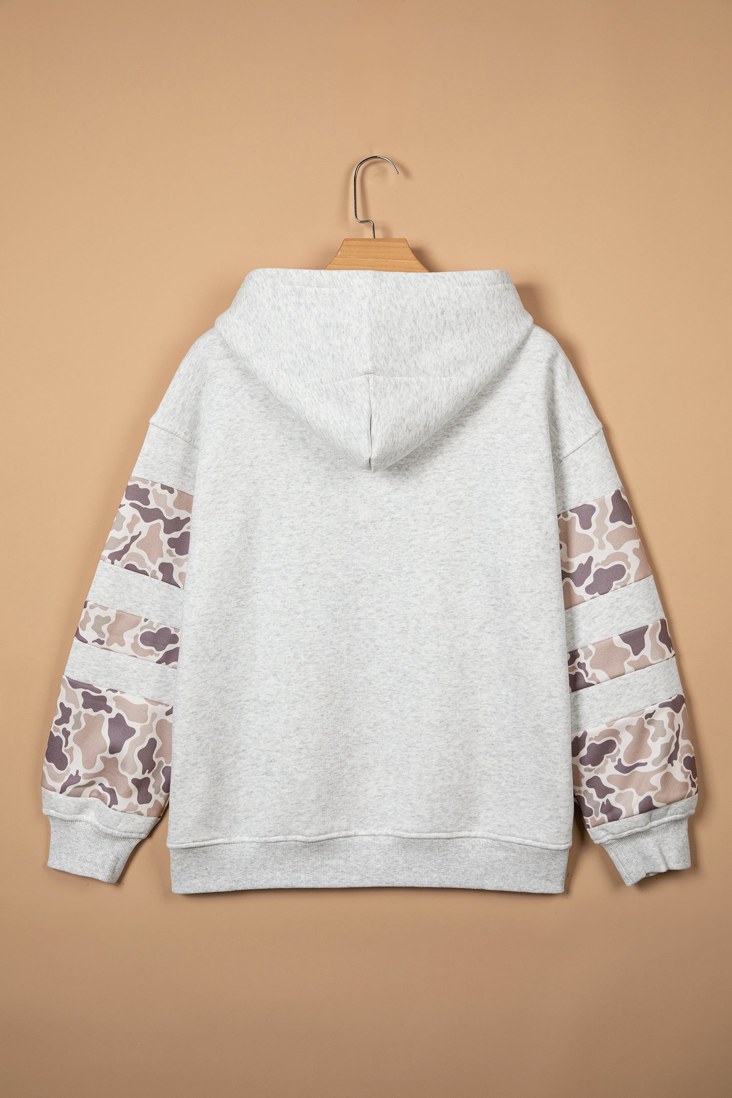 Light Grey Patchwork Camo Long Sleeve Hoodie-Tops / Dresses-[Adult]-[Female]-2022 Online Blue Zone Planet