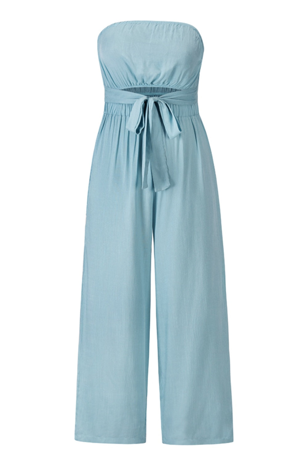 Tied Cutout Tube Wide Leg Jumpsuit-[Adult]-[Female]-2022 Online Blue Zone Planet