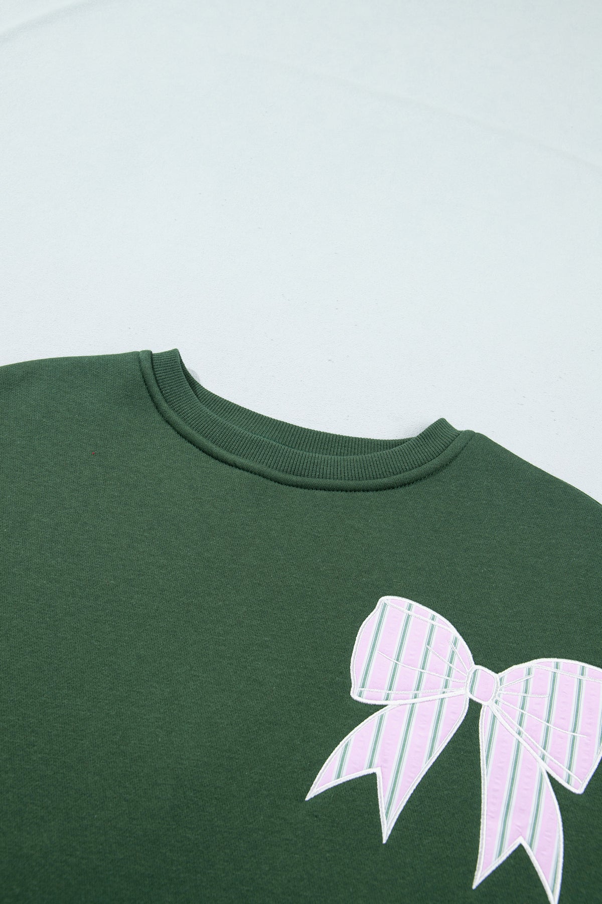 Blackish Green Striped Bow Graphic Oversized Sweatshirt-Tops/Sweatshirts & Hoodies-[Adult]-[Female]-2022 Online Blue Zone Planet