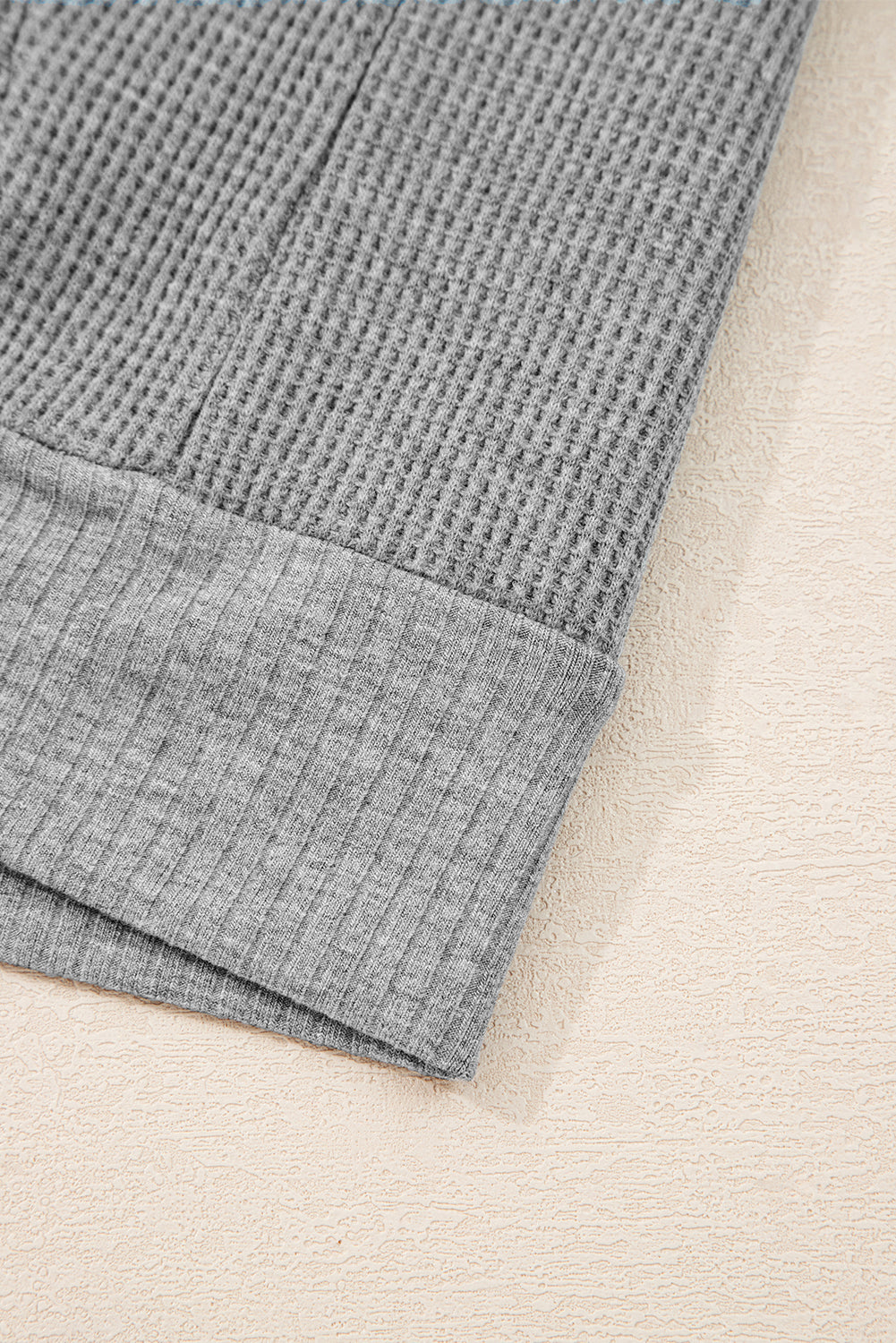 Gray Waffle Splicing Zip Up Front Button Hooded Jacket-Tops / Dresses-[Adult]-[Female]-2022 Online Blue Zone Planet