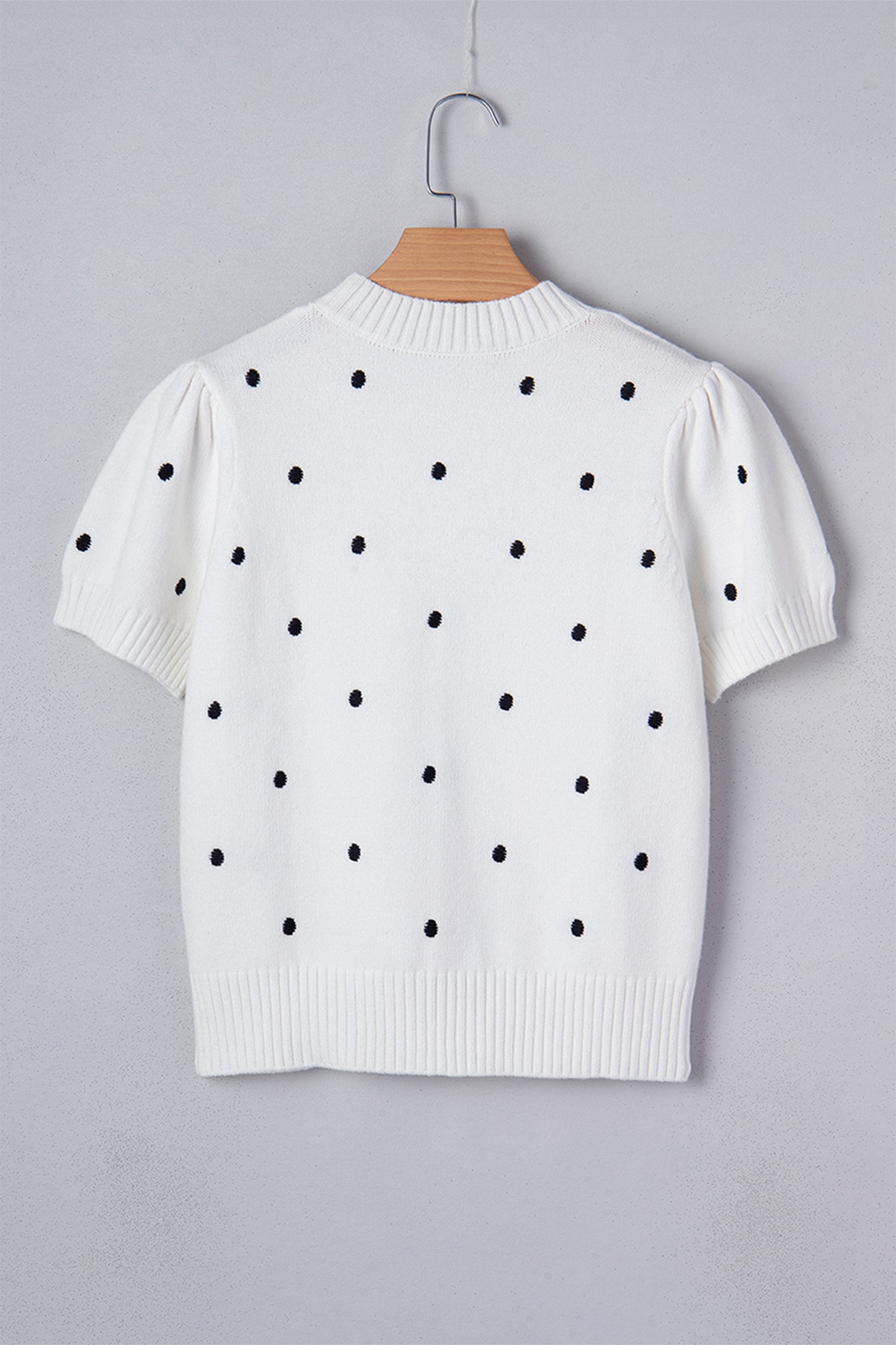White Elegant Polka Dot Bubble Short Sleeve Sweater-TOPS / DRESSES-[Adult]-[Female]-2022 Online Blue Zone Planet