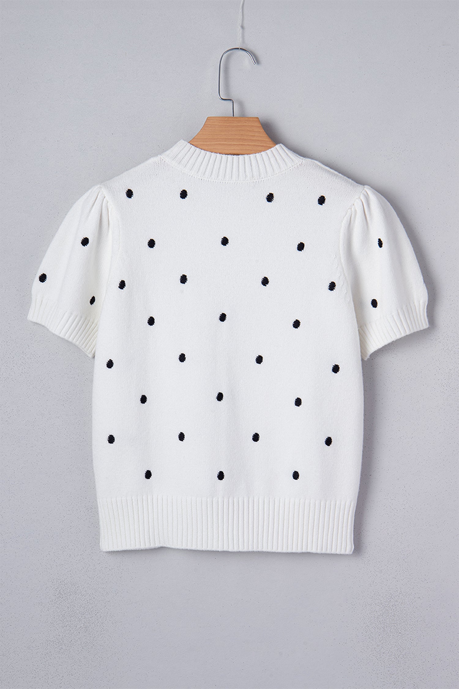 White Elegant Polka Dot Bubble Short Sleeve Sweater-TOPS / DRESSES-[Adult]-[Female]-2022 Online Blue Zone Planet
