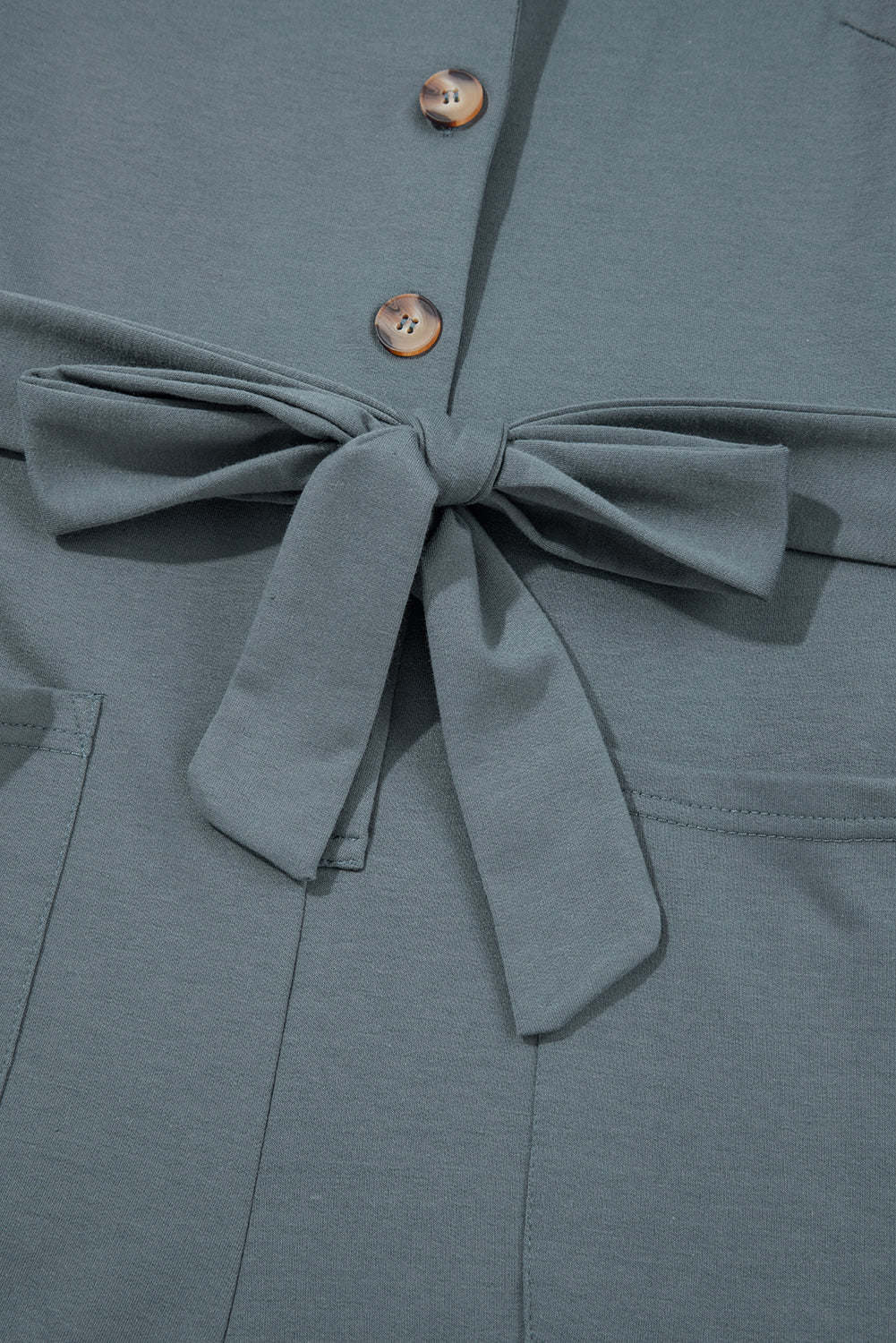 Blue Dolman Button Belted V Neck Wide Leg Pocketed Jumpsuit-Bottoms/Jumpsuits & Rompers-[Adult]-[Female]-2022 Online Blue Zone Planet