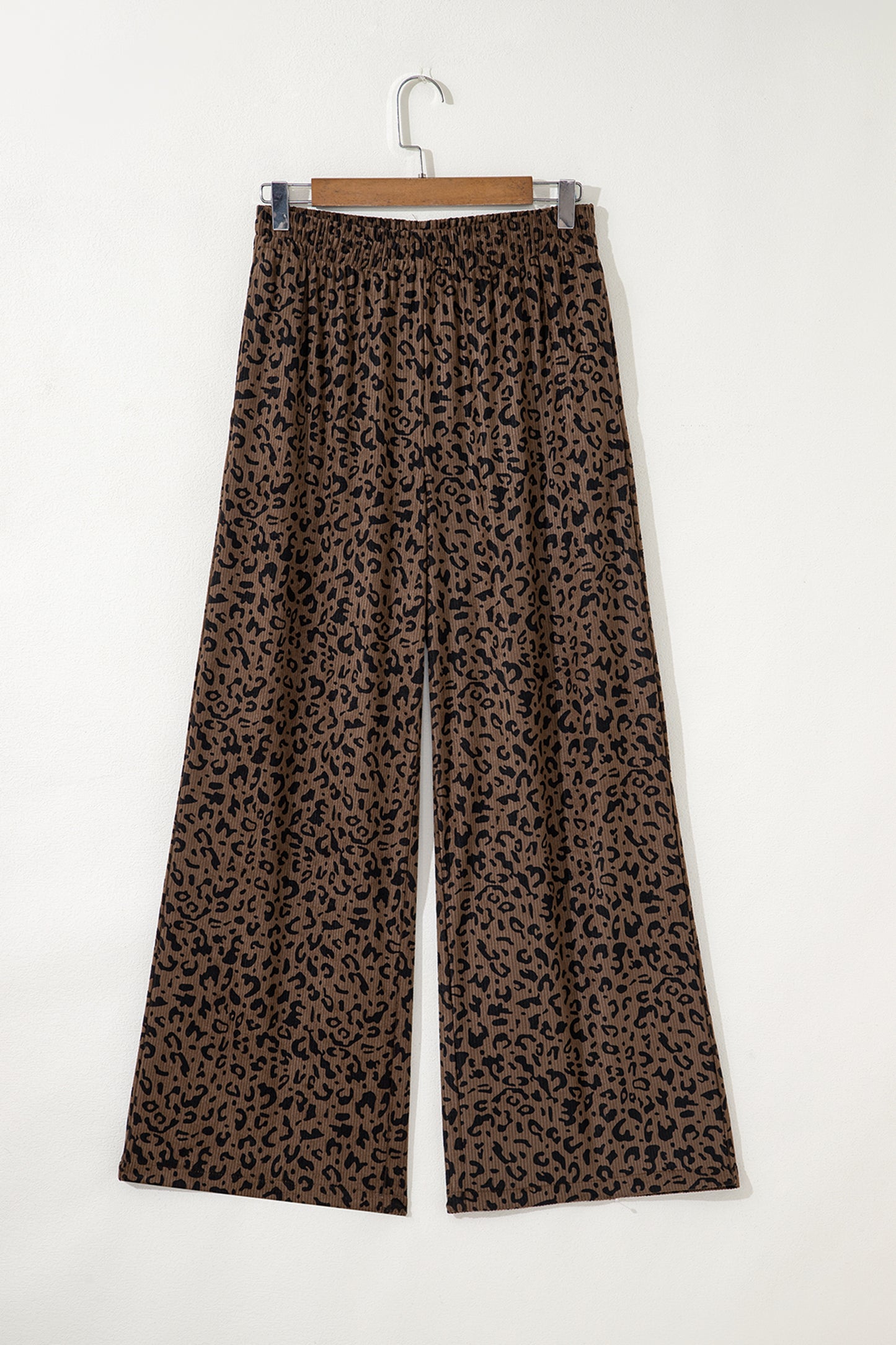 Dark Brown Leopard Print Elastic High Waist Loose Corduroy Pants-Bottoms/Pants & Culotte-[Adult]-[Female]-2022 Online Blue Zone Planet