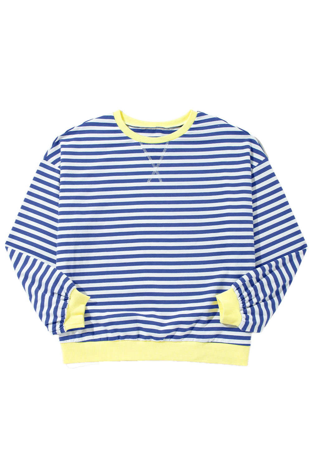 Black Stripe Contrast Edge Cross Seam Oversized Sweatshirt-Sweatshirts & Hoodies-[Adult]-[Female]-2022 Online Blue Zone Planet