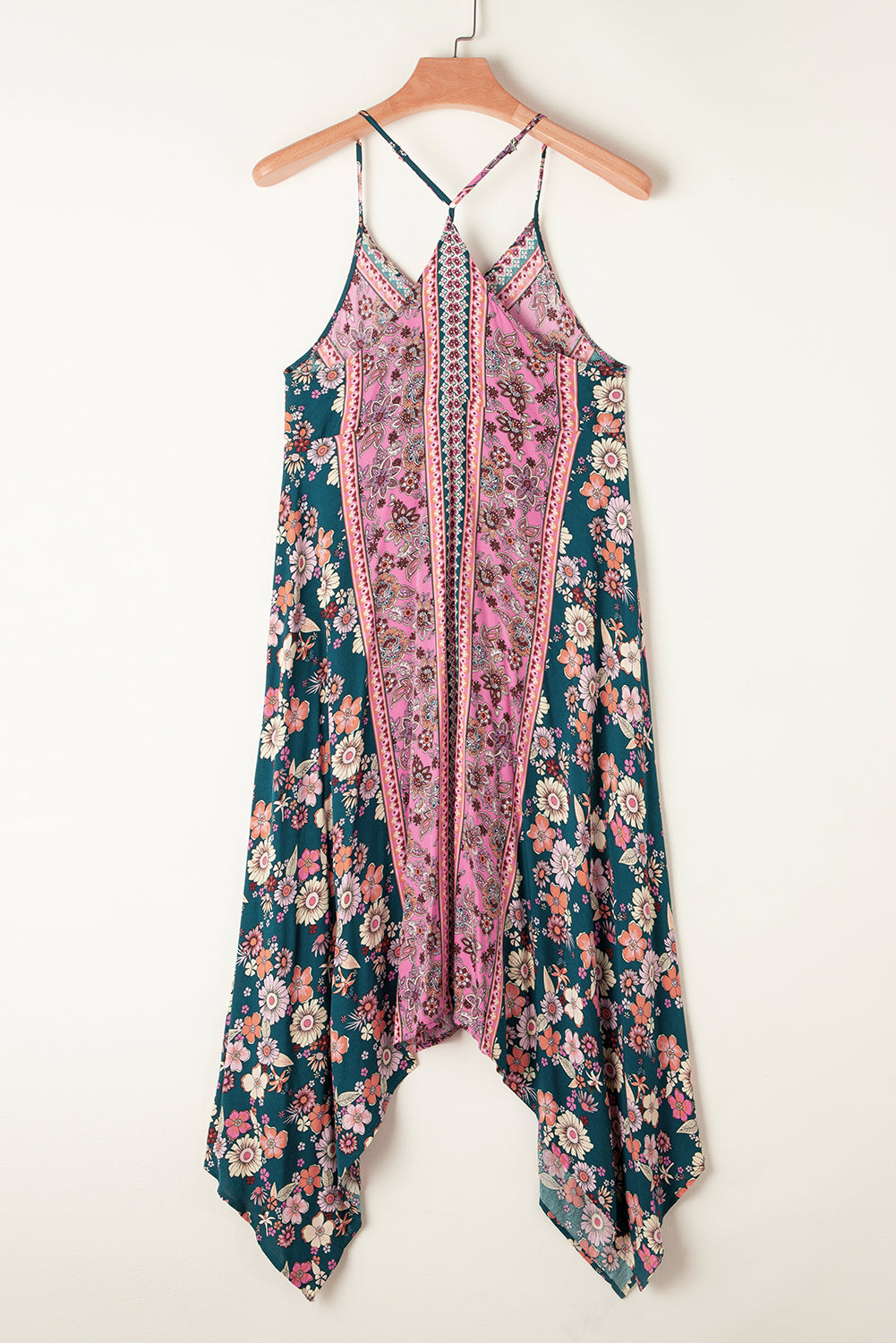 Blue Zone Planet | Pink Bohemian Floral Patchwork Print Long Sundress-TOPS / DRESSES-[Adult]-[Female]-2022 Online Blue Zone Planet