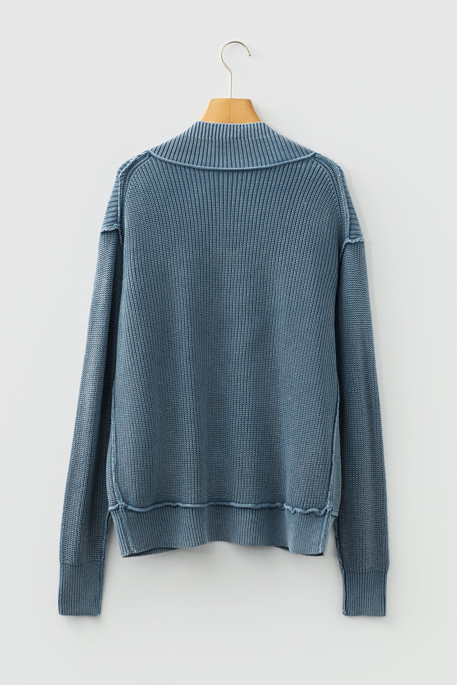 Chestnut Mineral Wash Exposed Seam Patchwork Knit Open Sweater Cardigan-TOPS / DRESSES-[Adult]-[Female]-2022 Online Blue Zone Planet