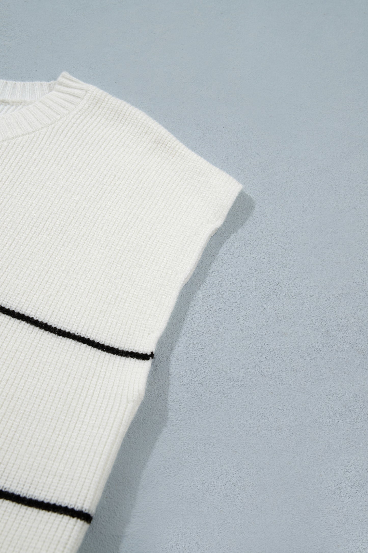 White Stripe Short Sleeve Button Front Shift Cardigan-Sweaters & Cardigans/Cardigans-[Adult]-[Female]-2022 Online Blue Zone Planet