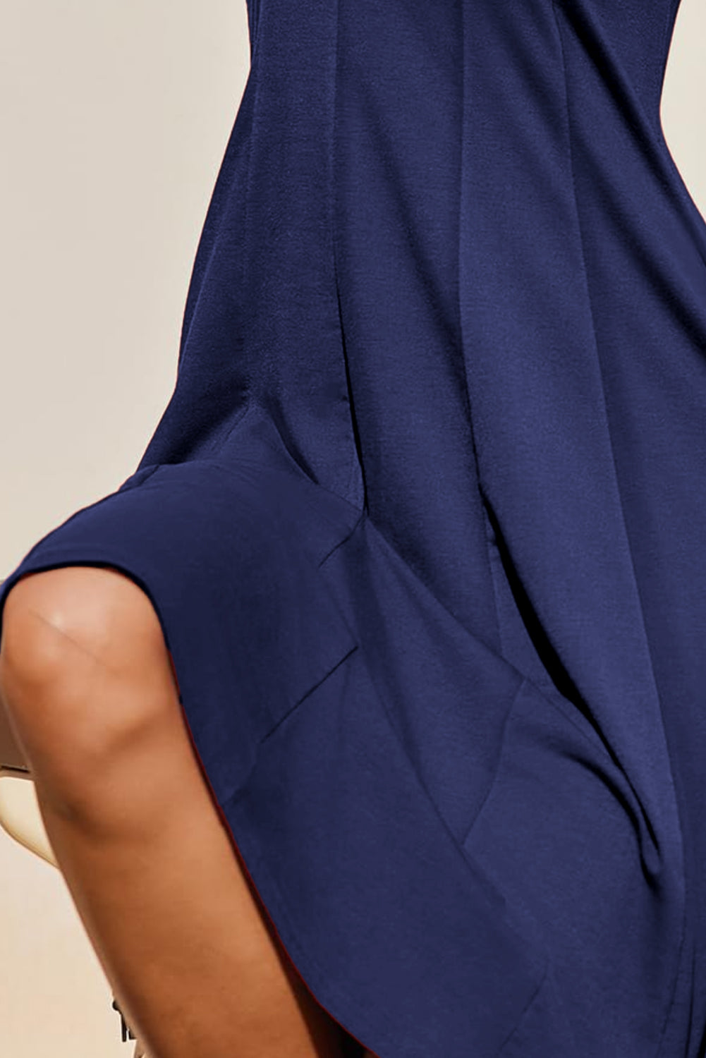 Navy Blue Plus Size Solid Color Lace Short Sleeve Pleated Swing Dress-TOPS / DRESSES-[Adult]-[Female]-2022 Online Blue Zone Planet